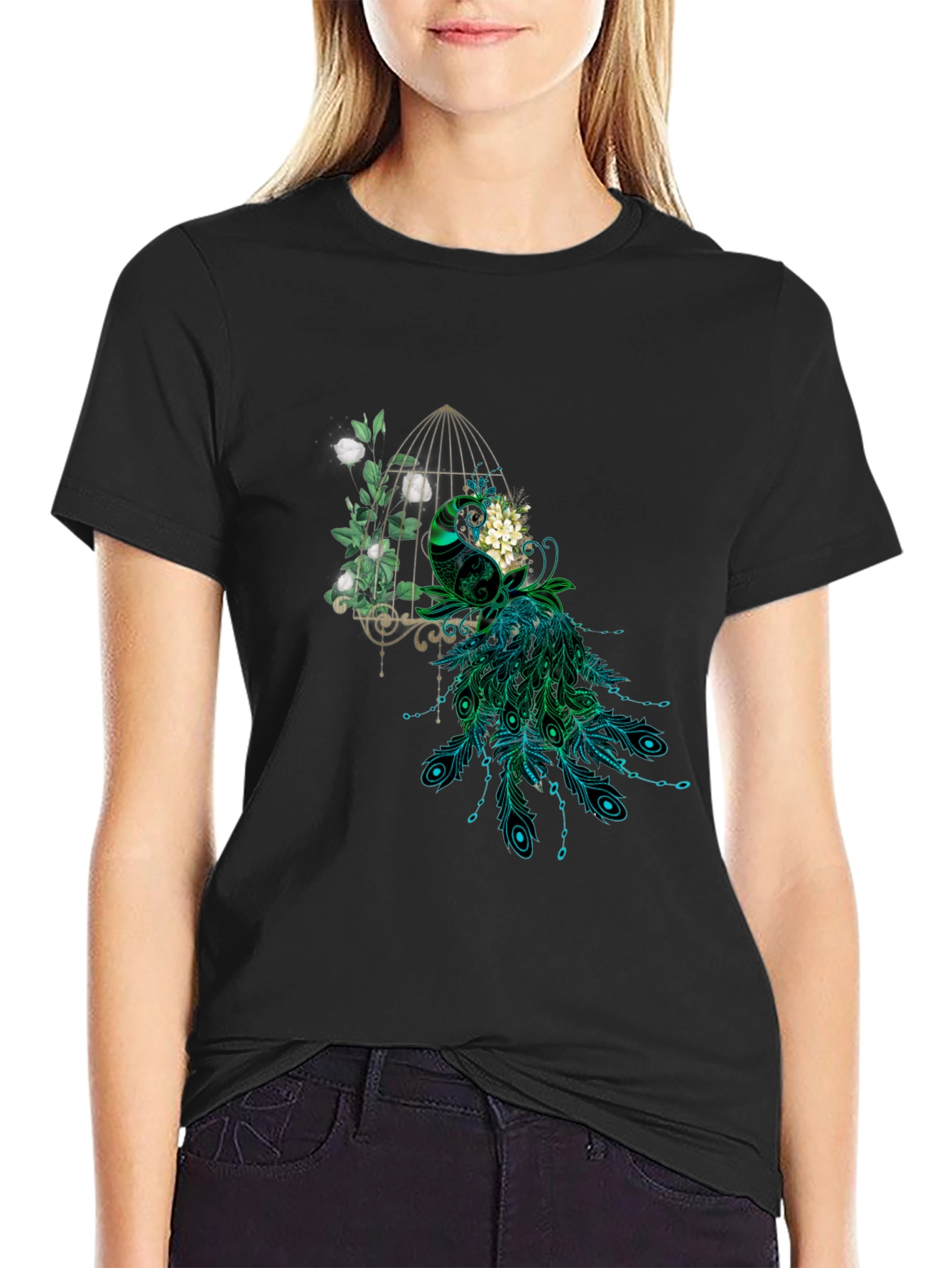 Peacock Cage Graphic T-Shirt