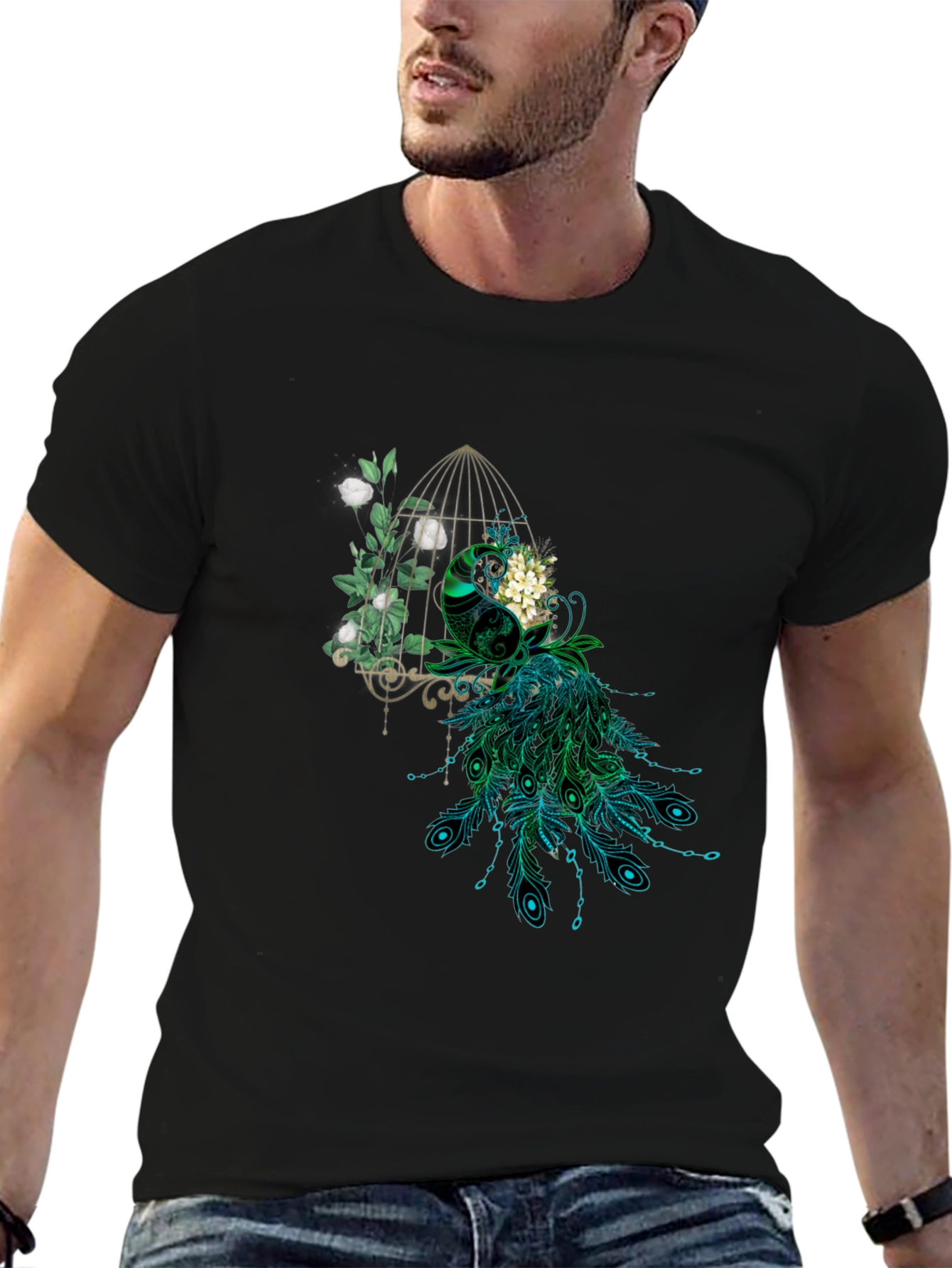 Peacock Cage Graphic T-Shirt