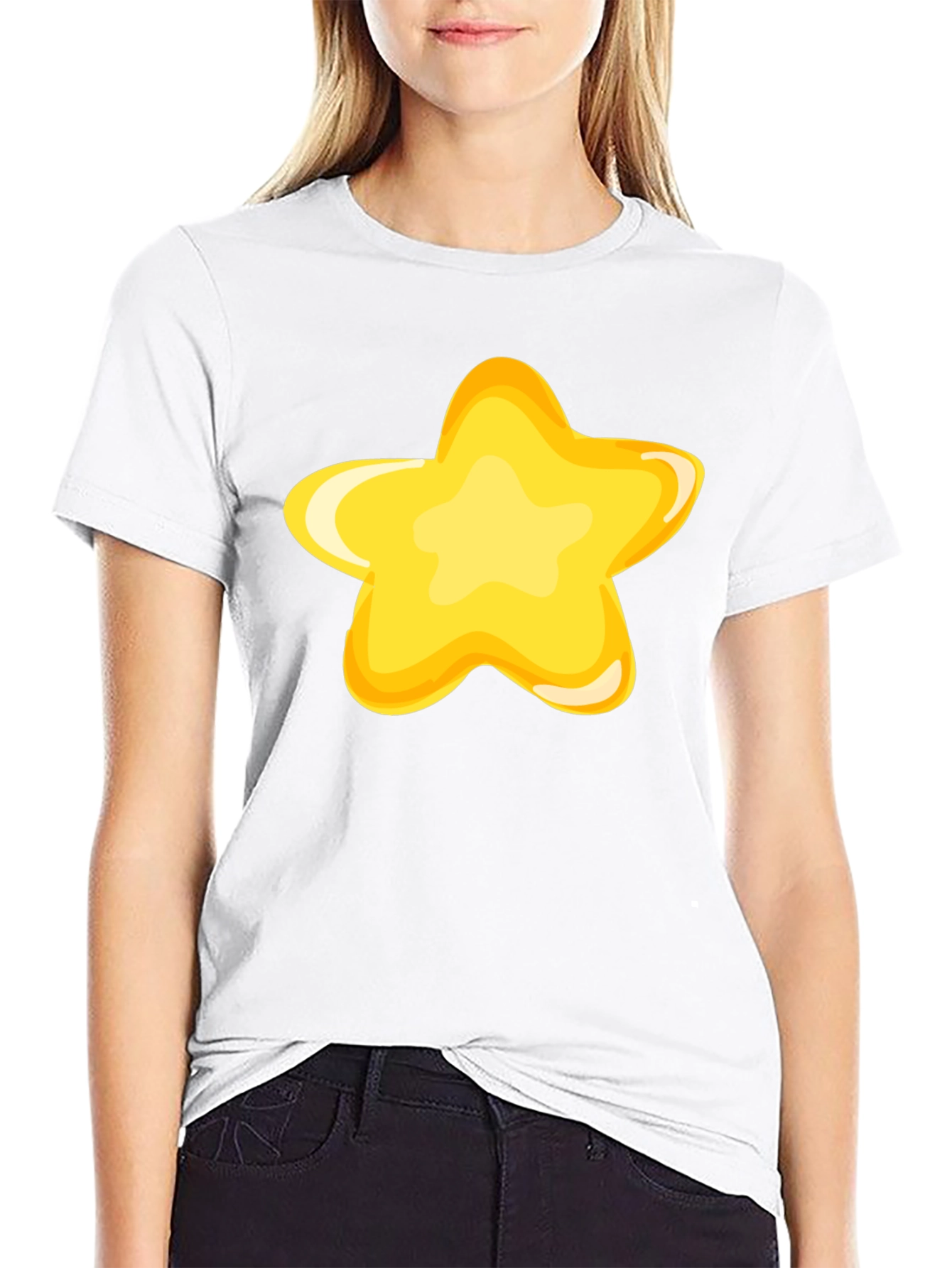 Black T-Shirt with Fun Yellow Star Graphic
