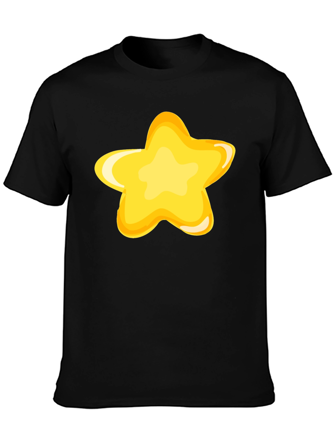 Black T-Shirt with Fun Yellow Star Graphic