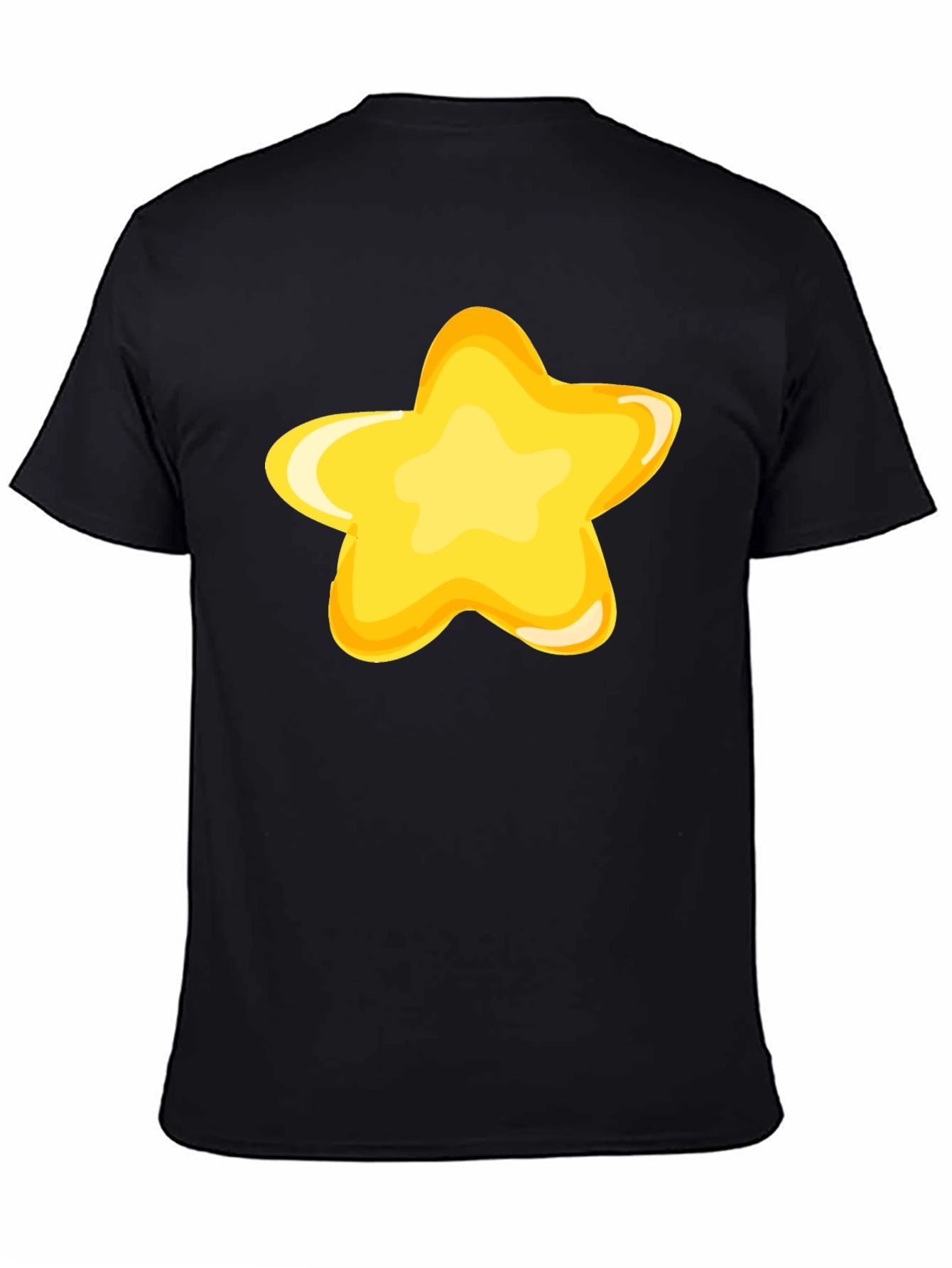 Black T-Shirt with Fun Yellow Star Graphic