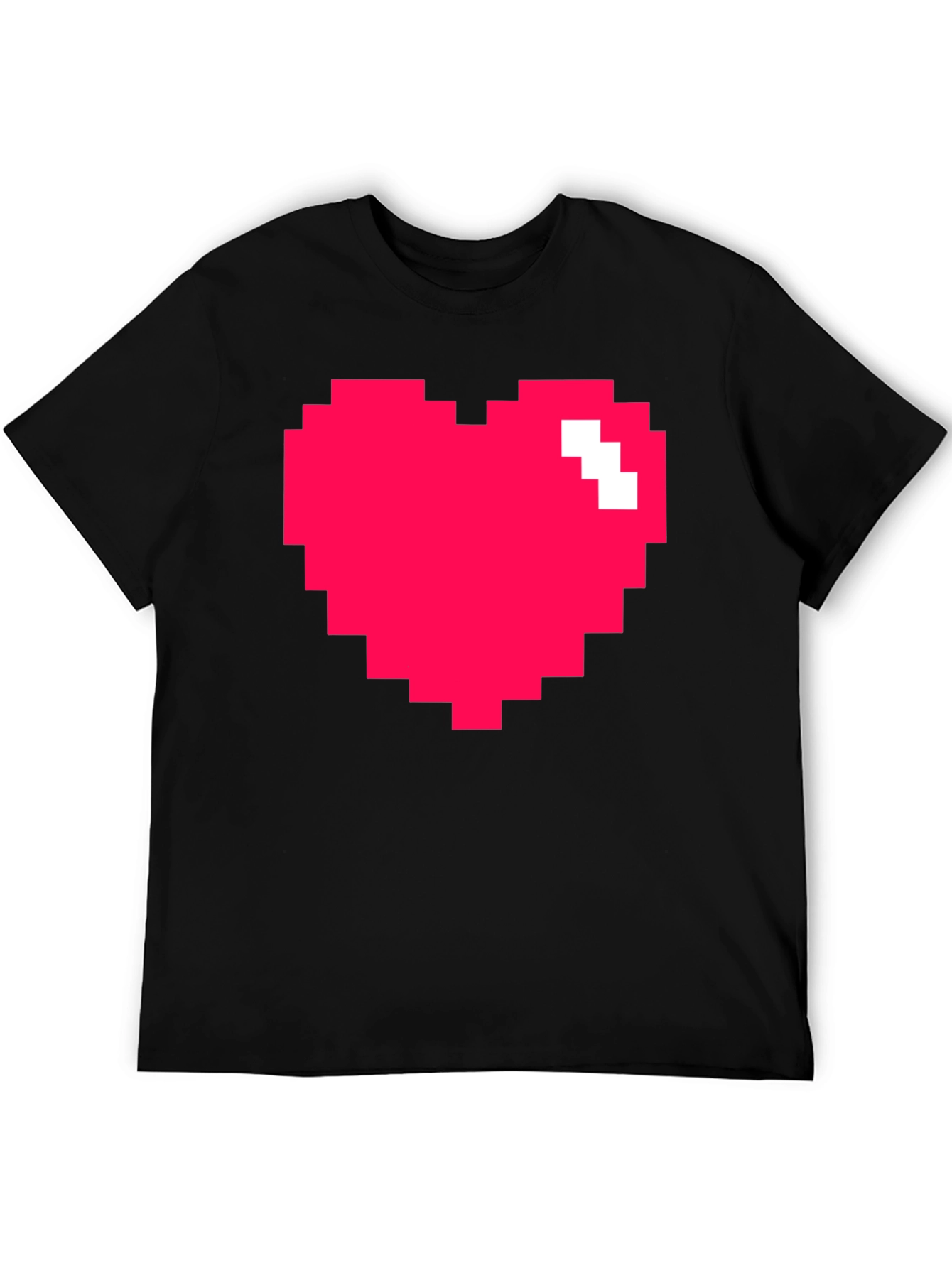 Pixel Heart Graphic Black T-Shirt - Gamer Style