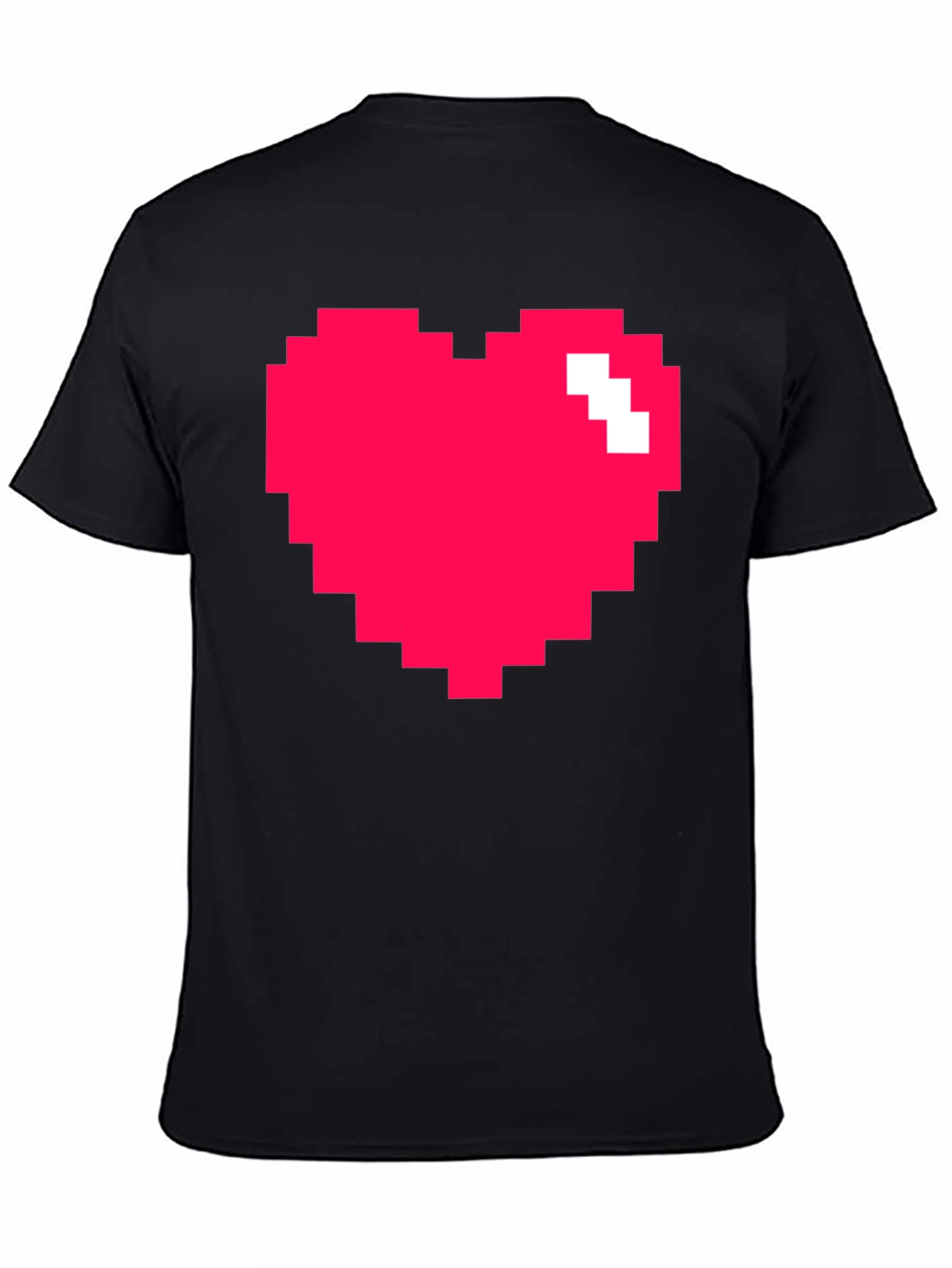 Pixel Heart Graphic Black T-Shirt - Gamer Style