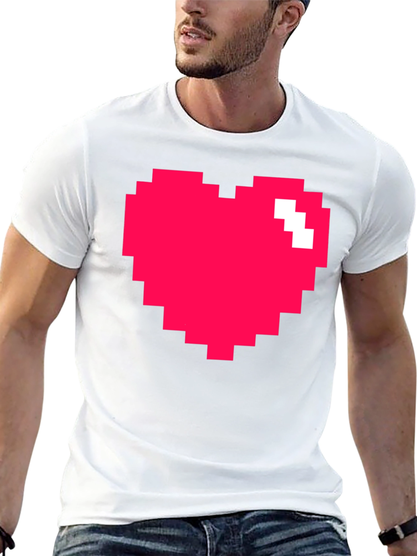 Pixel Heart Graphic Black T-Shirt - Gamer Style