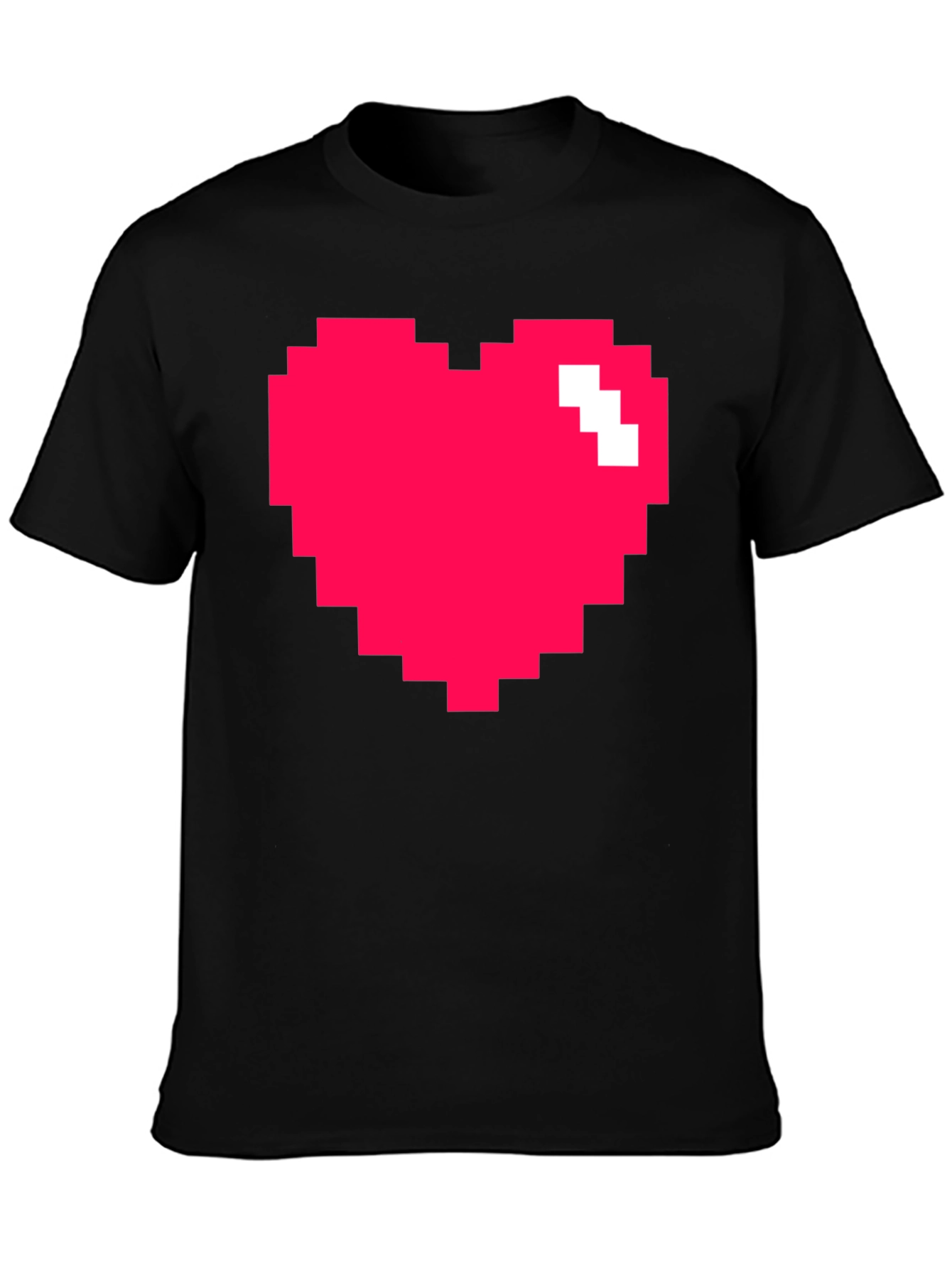 Pixel Heart Graphic Black T-Shirt - Gamer Style