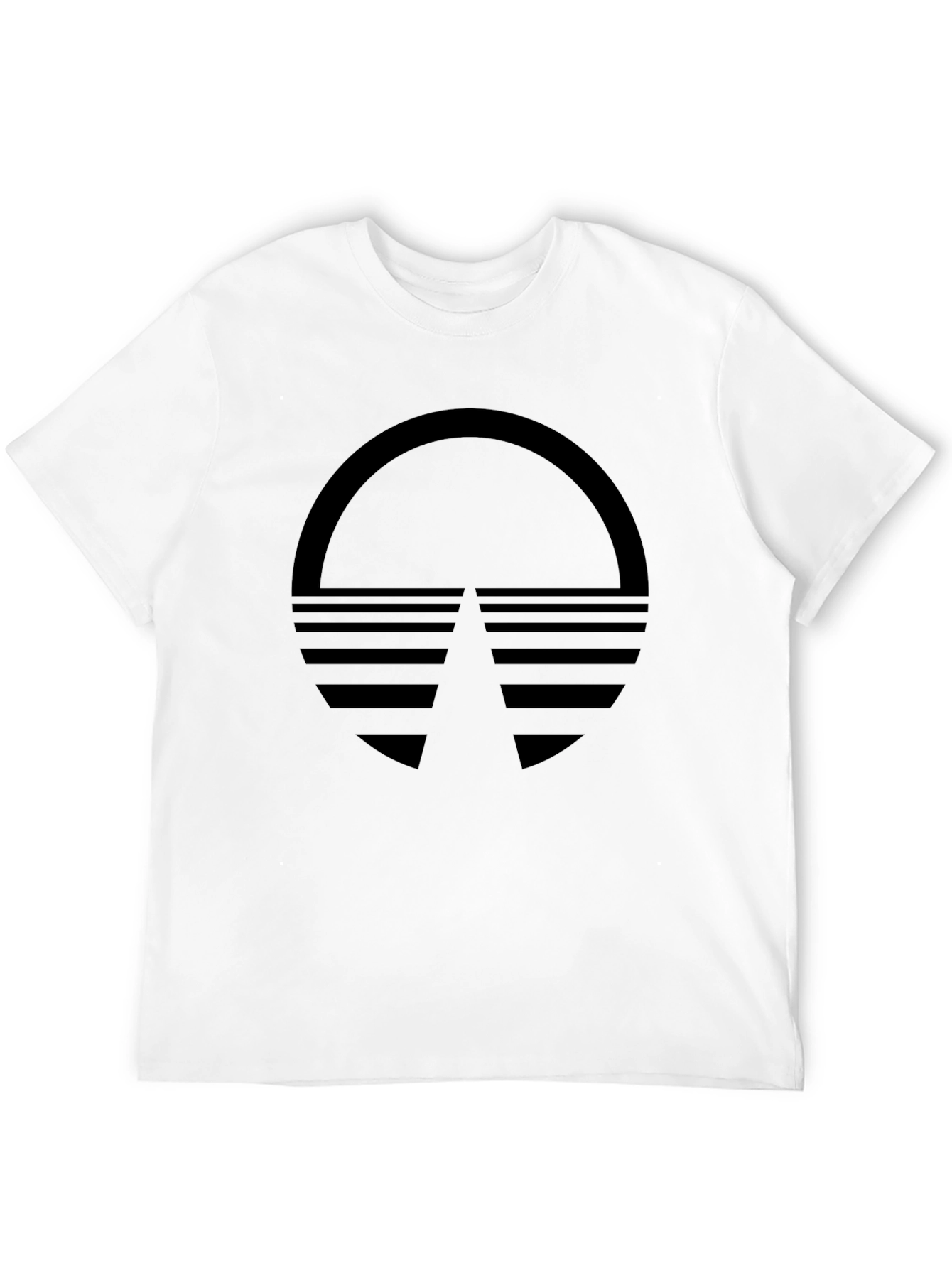 Retro Sunset Graphic Tee - Black Cotton Blend