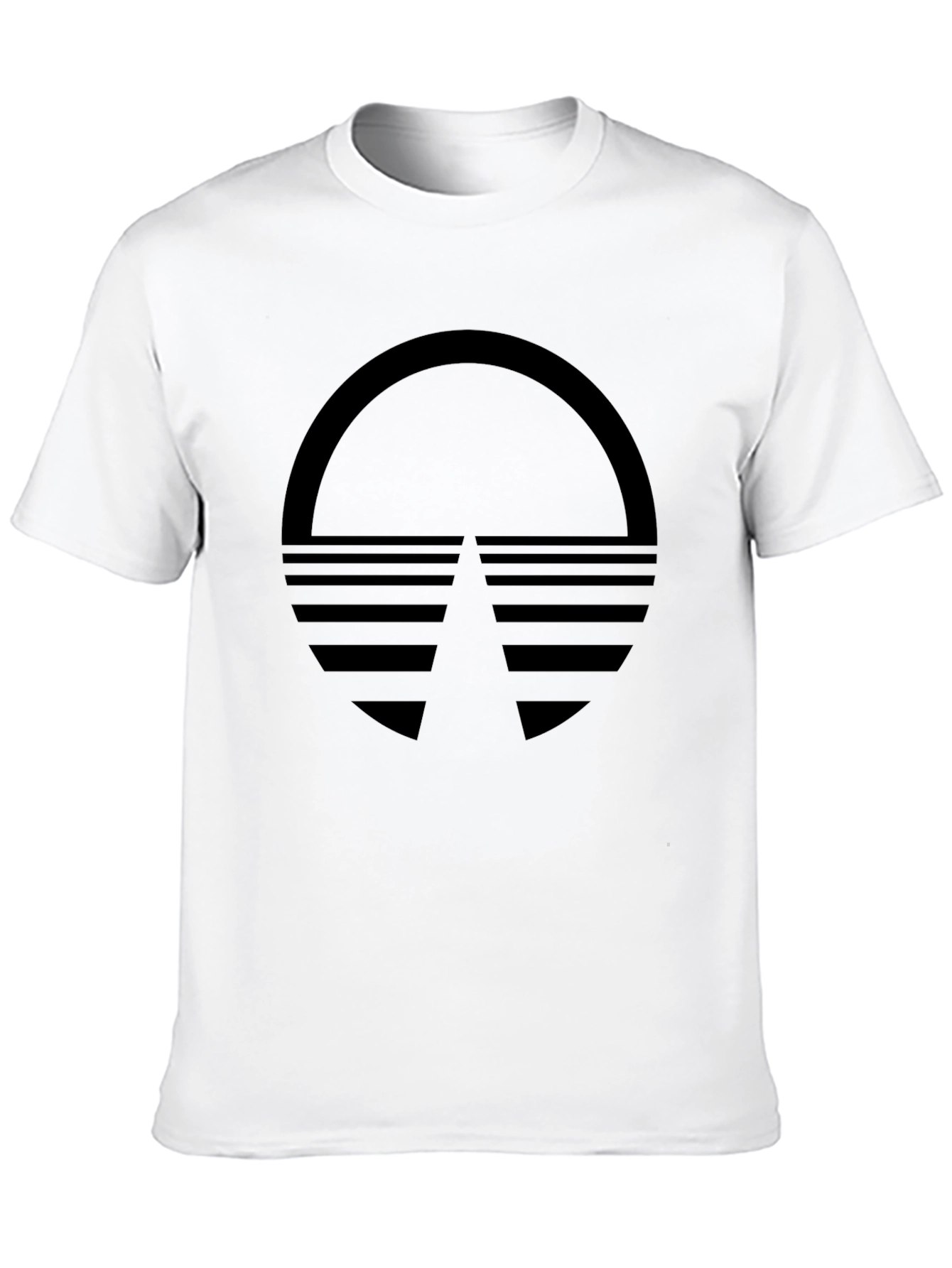 Retro Sunset Graphic Tee - Black Cotton Blend