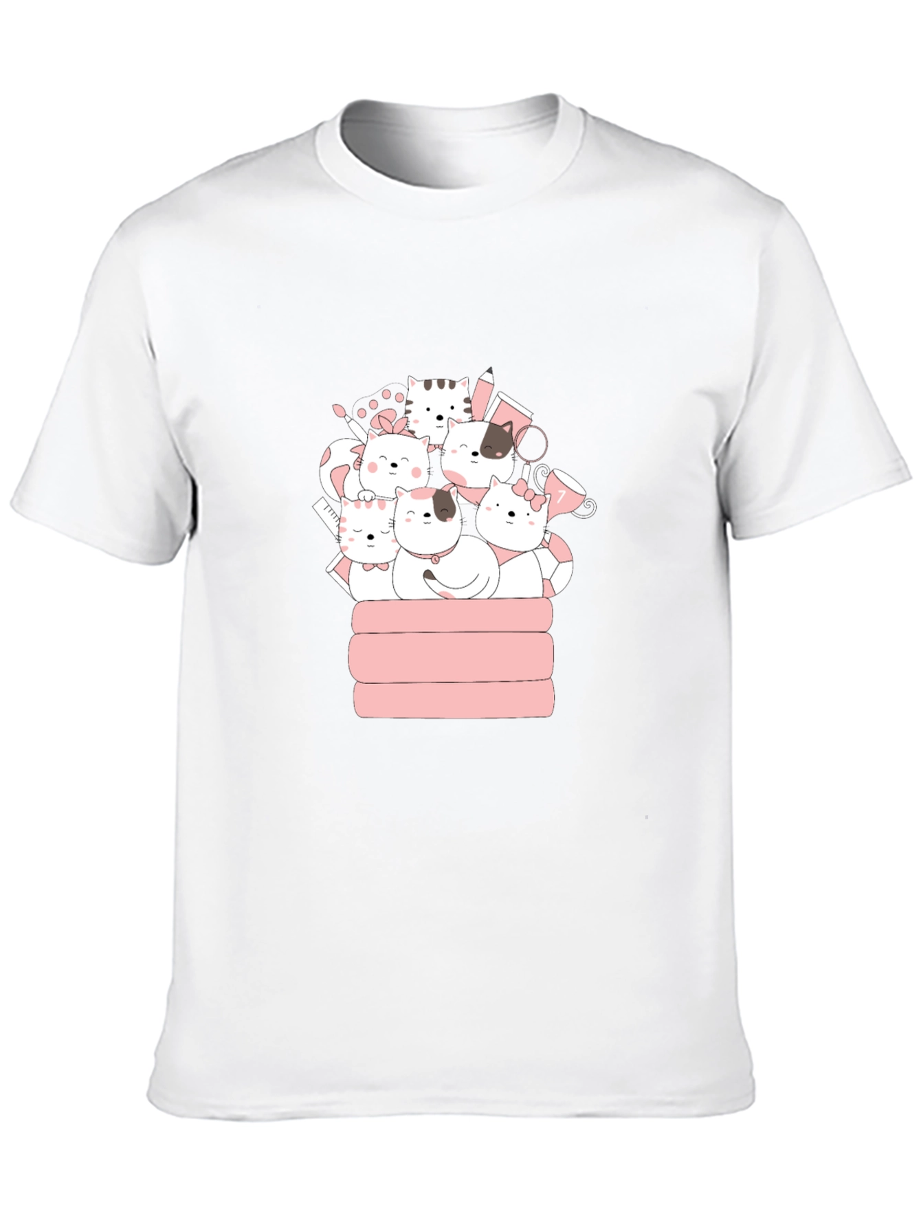 Cute Cats T-Shirt - Black Crew Neck