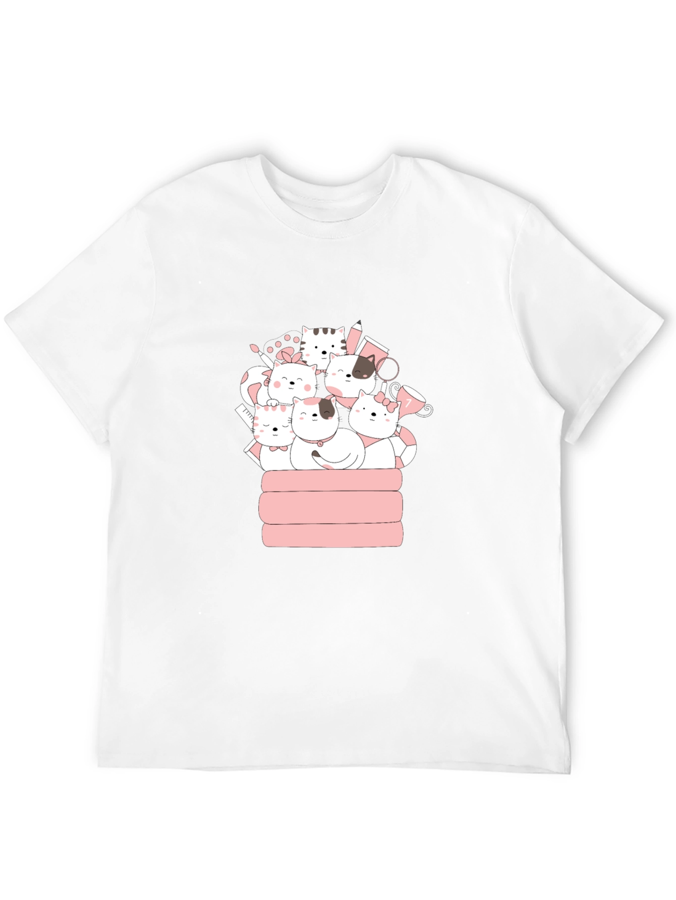 Cute Cats T-Shirt - Black Crew Neck