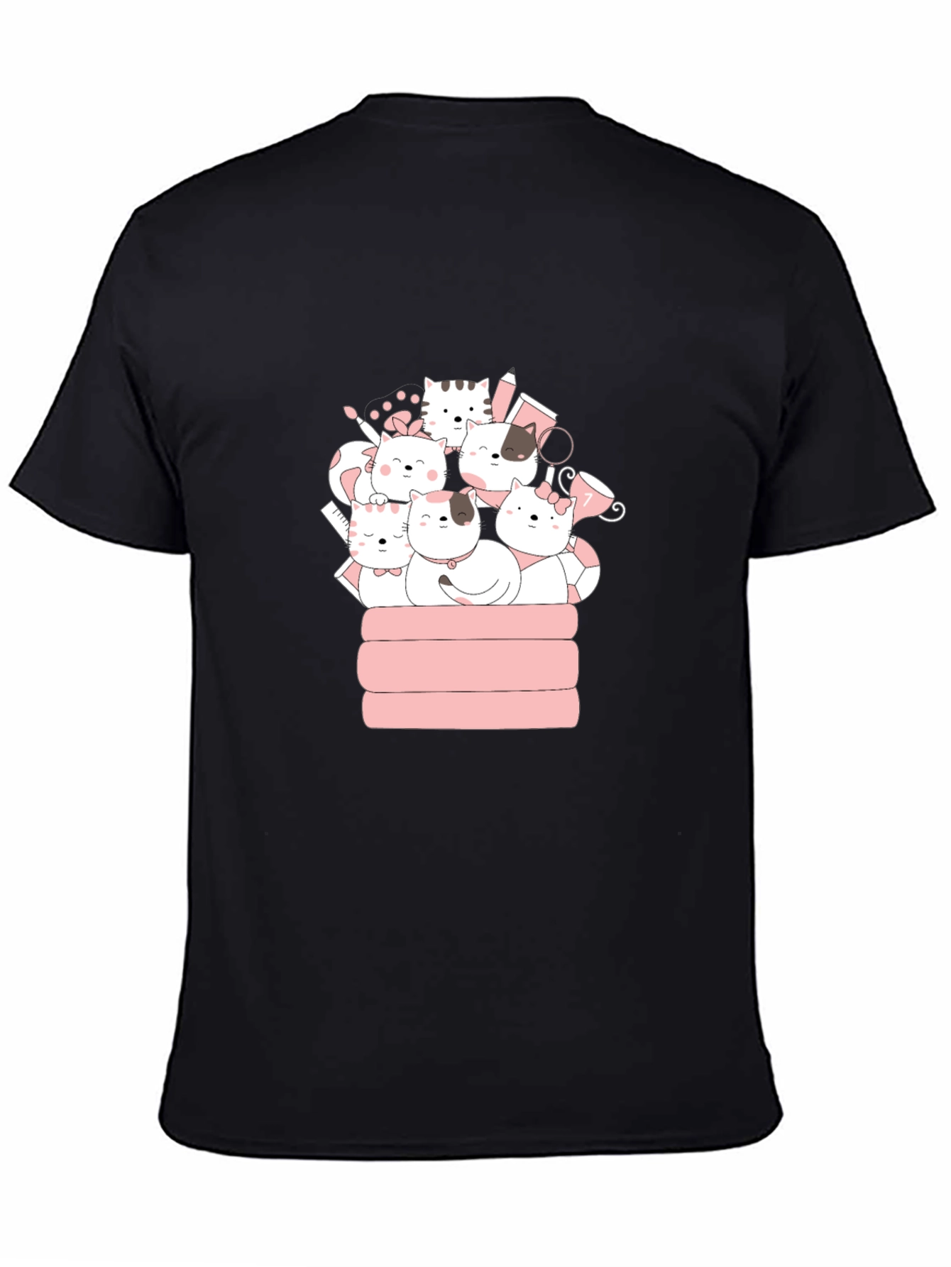 Cute Cats T-Shirt - Black Crew Neck