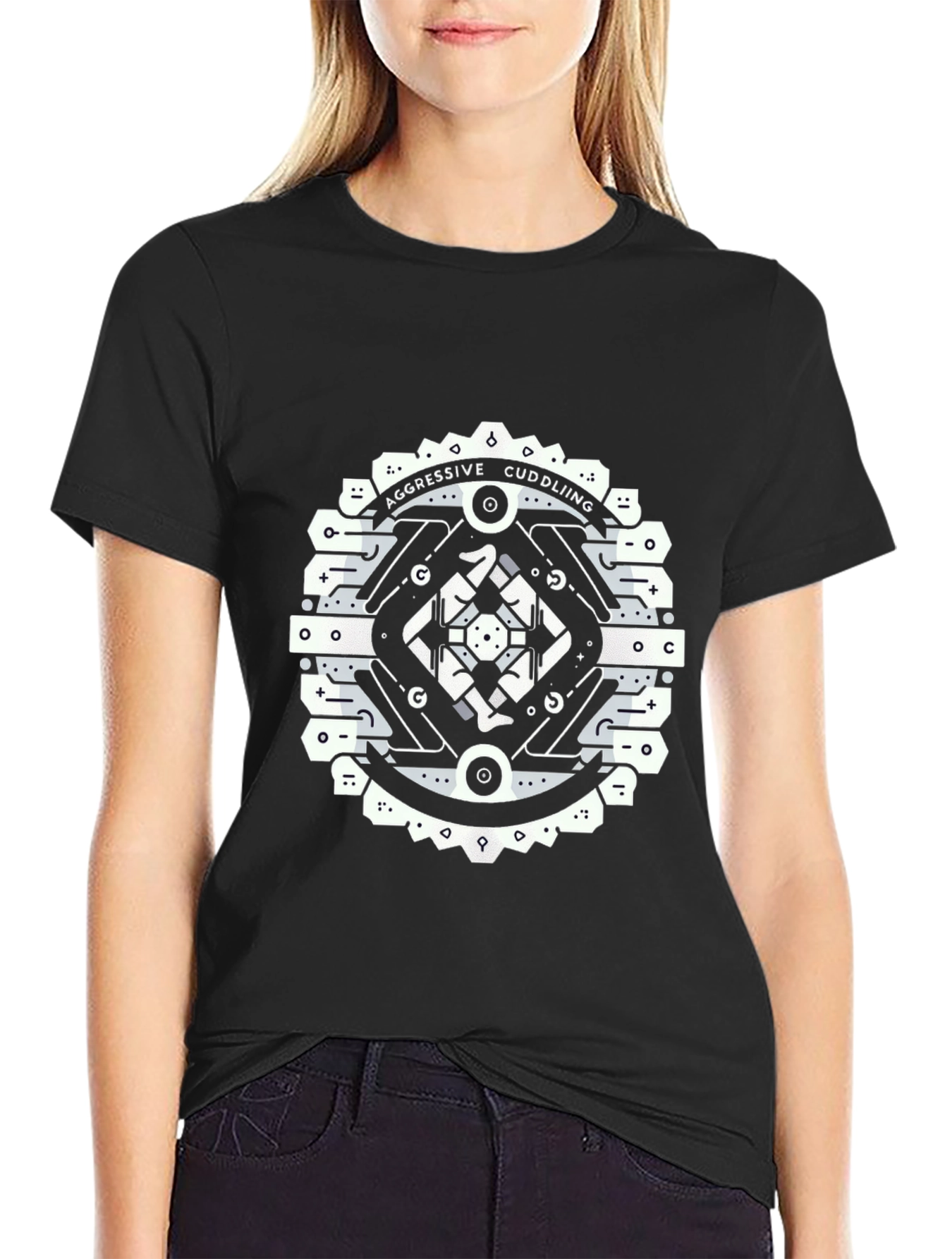 Aggressive Cuddling Graphic Tee - Black
