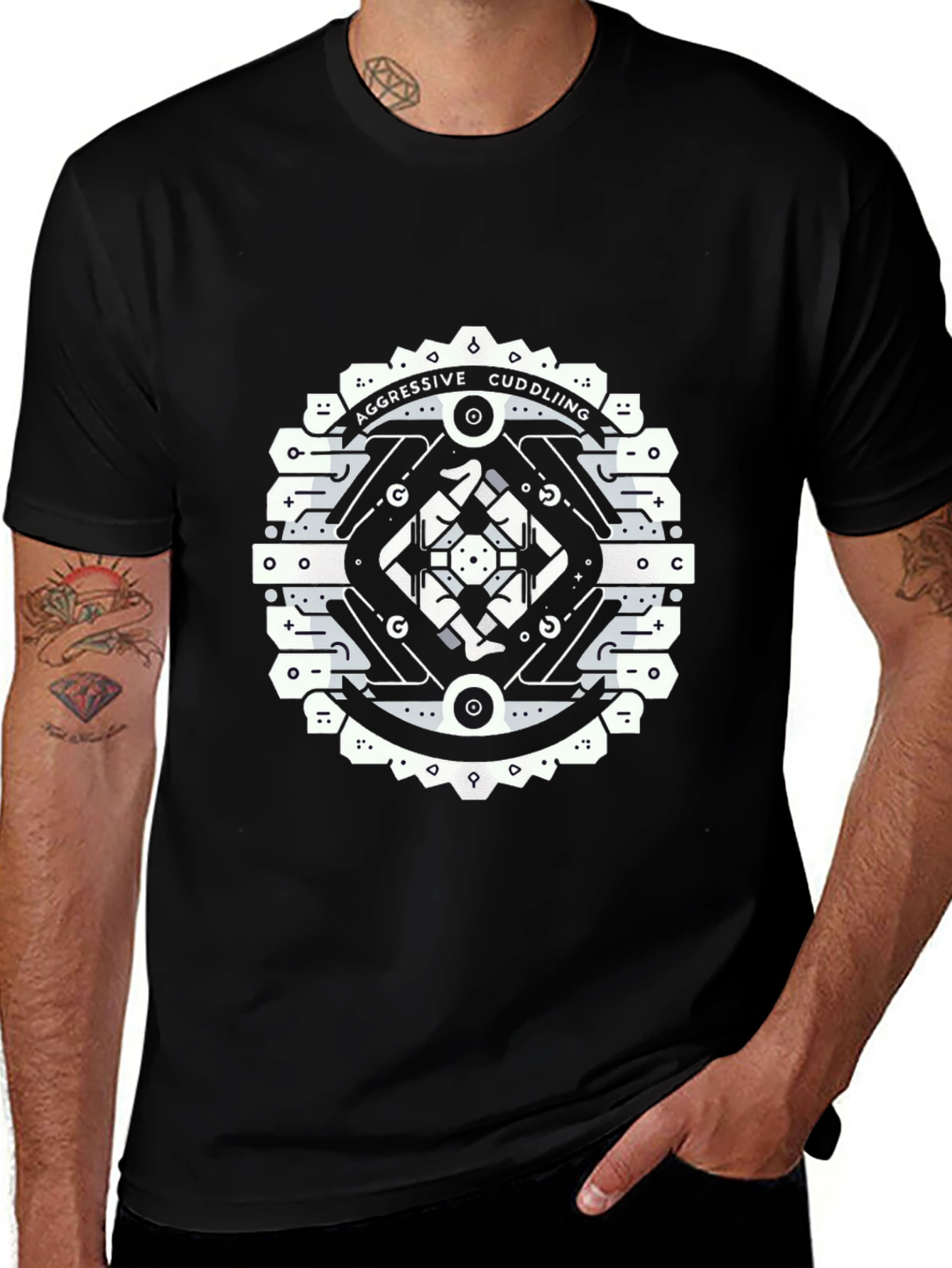 Aggressive Cuddling Graphic Tee - Black