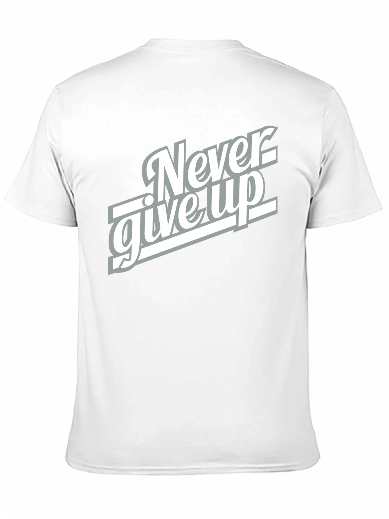 Never Give Up Black Graphic T-Shirt
