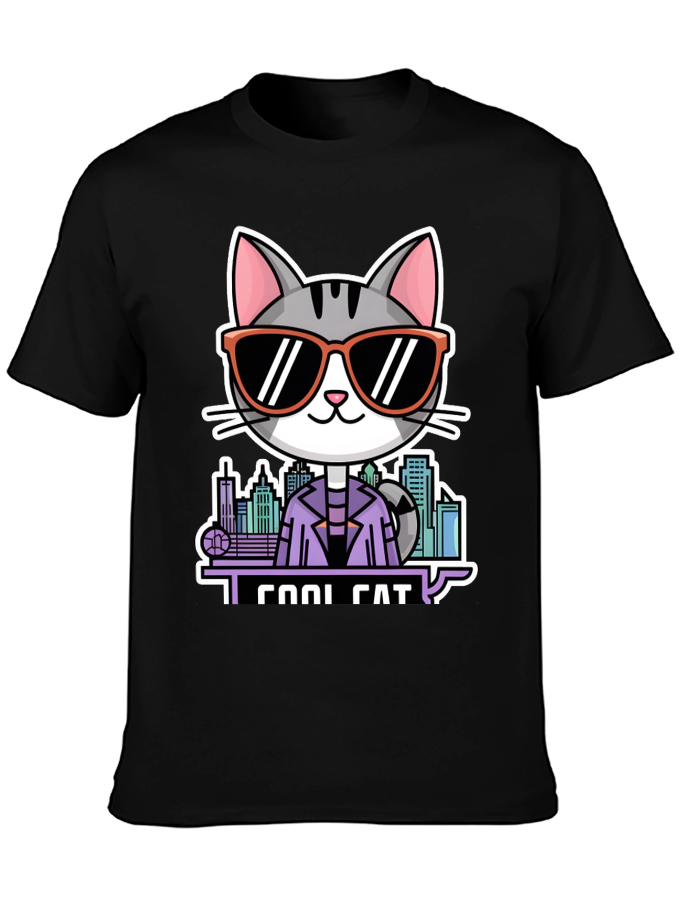 Cool Cat T-Shirt - Black Graphic Tee