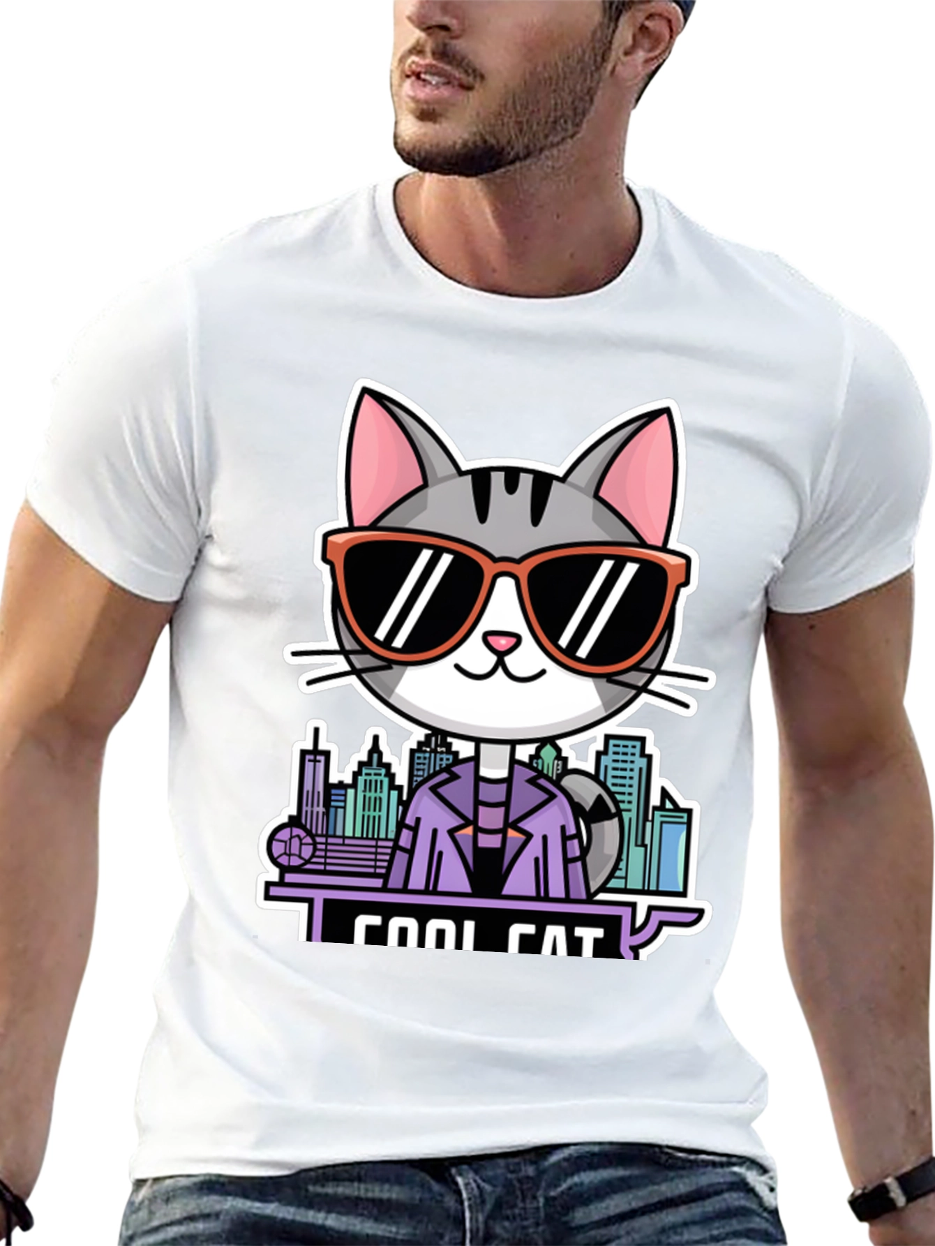 Cool Cat T-Shirt - Black Graphic Tee