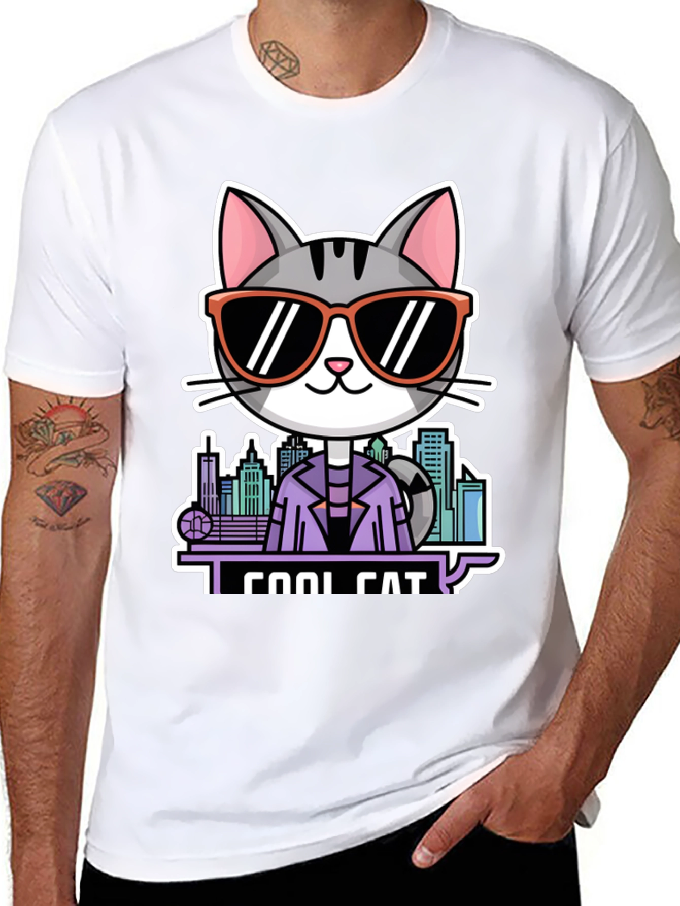 Cool Cat T-Shirt - Black Graphic Tee