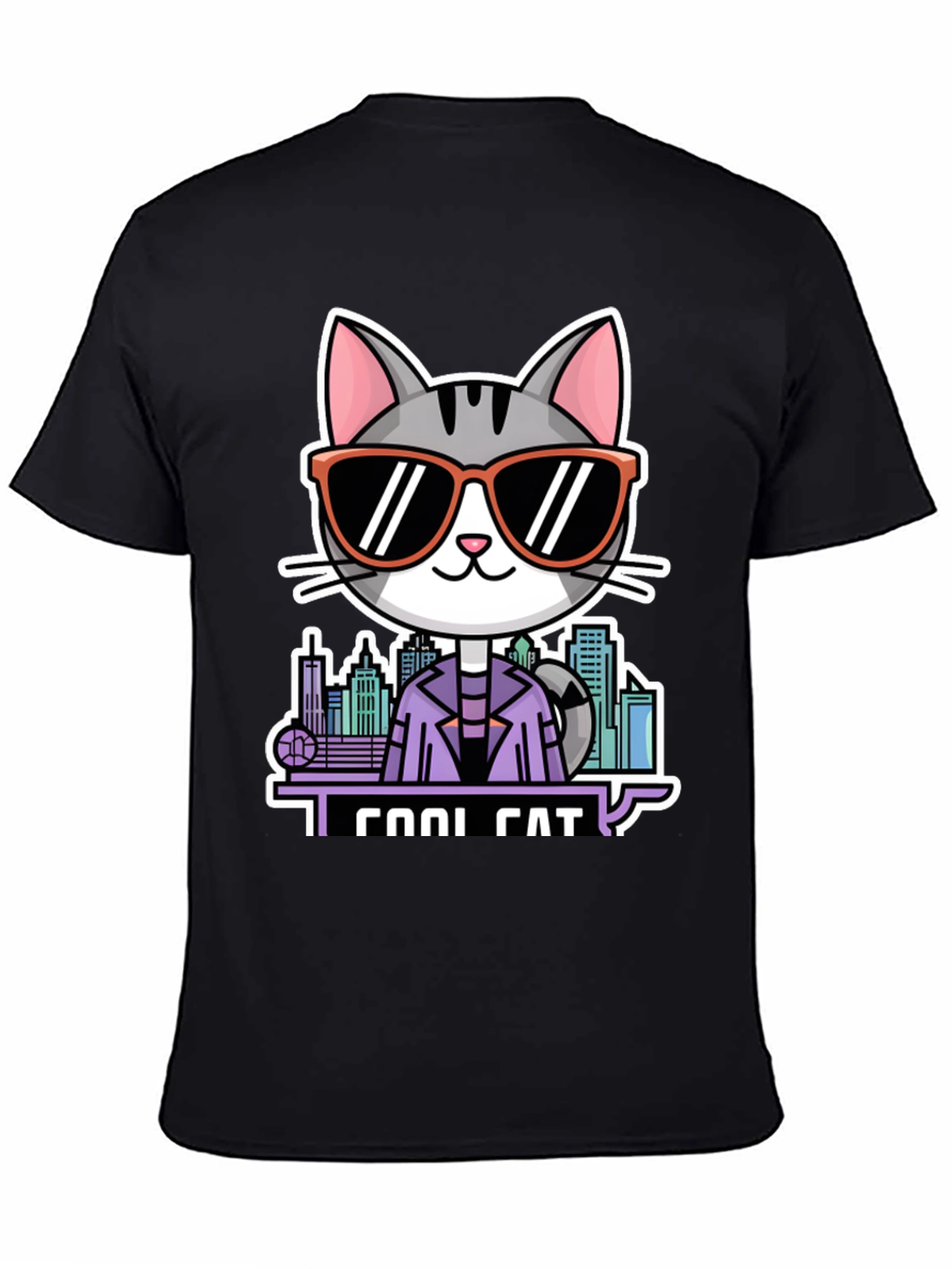 Cool Cat T-Shirt - Black Graphic Tee