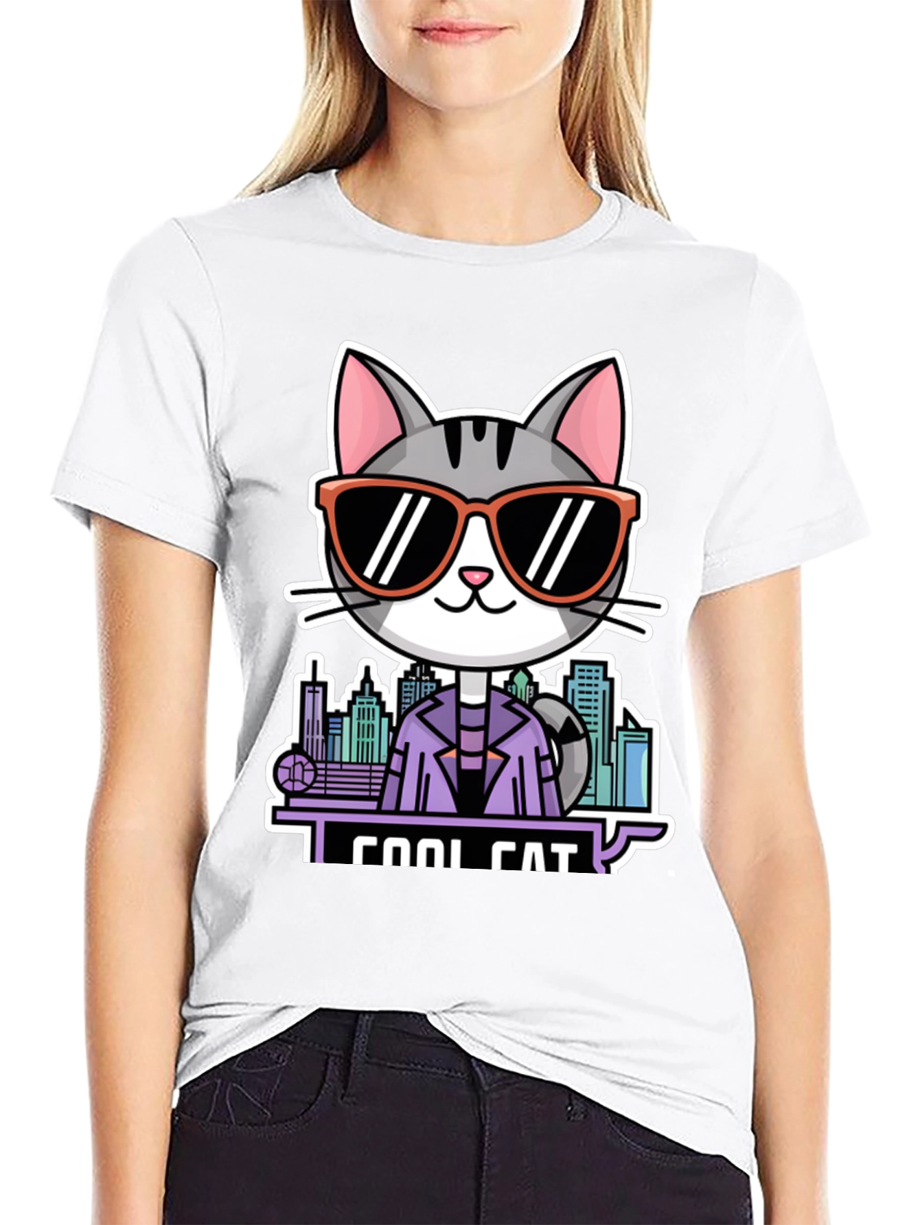 Cool Cat T-Shirt - Black Graphic Tee