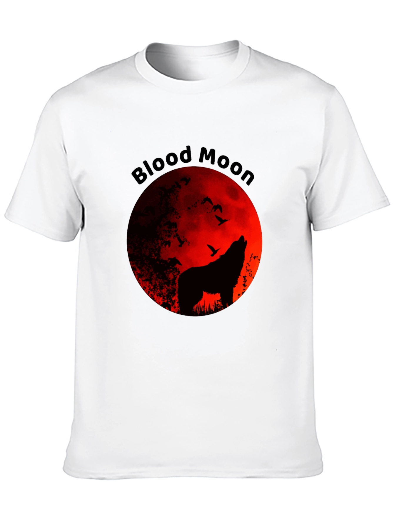 Blood Moon Wolf Graphic Tee - Black