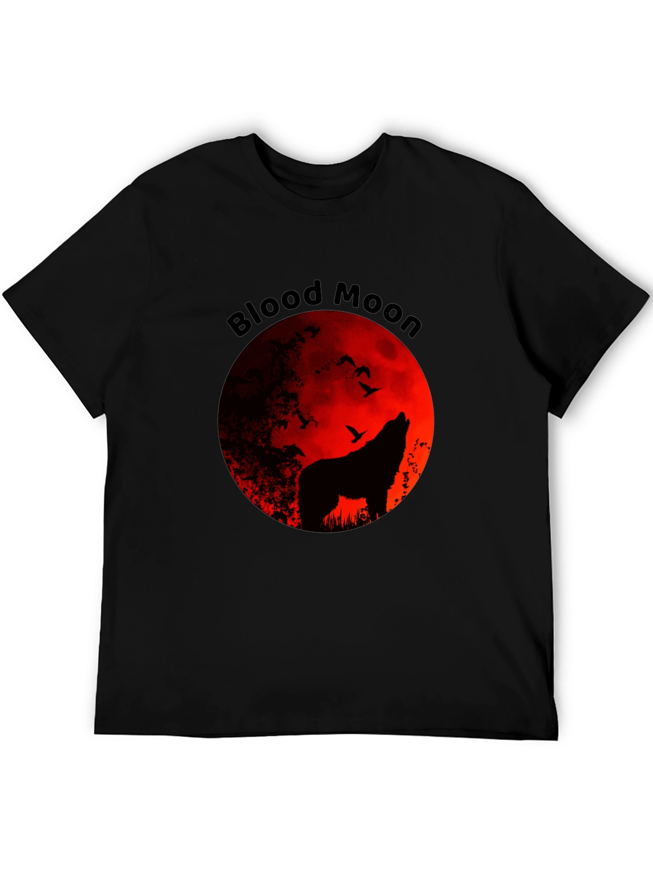 Blood Moon Wolf Graphic Tee - Black