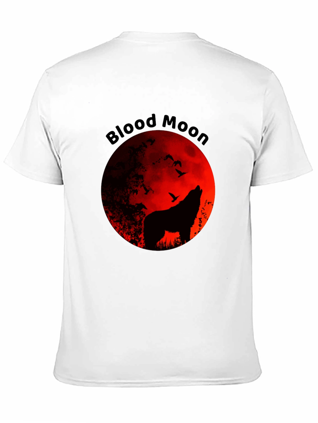 Blood Moon Wolf Graphic Tee - Black