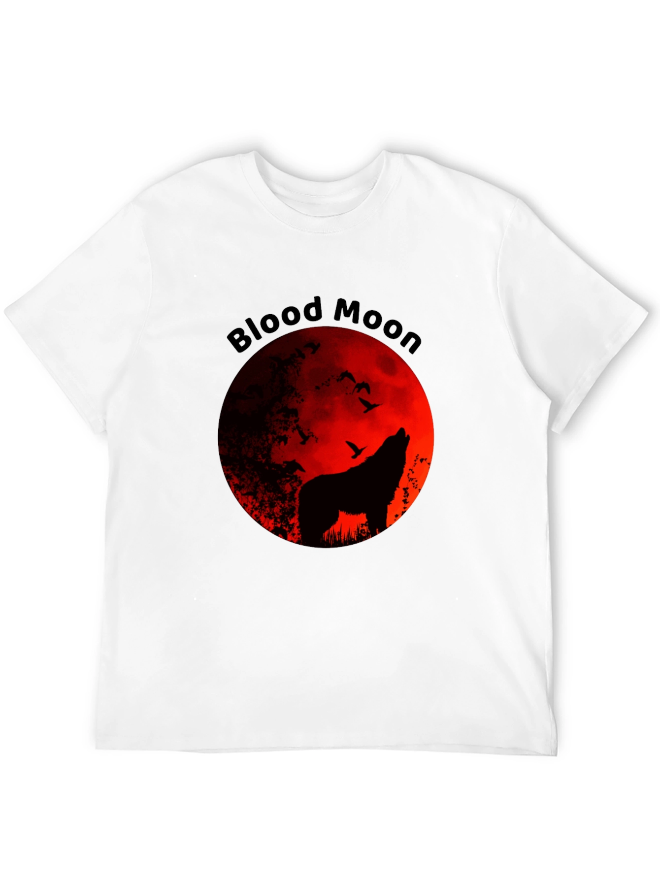 Blood Moon Wolf Graphic Tee - Black
