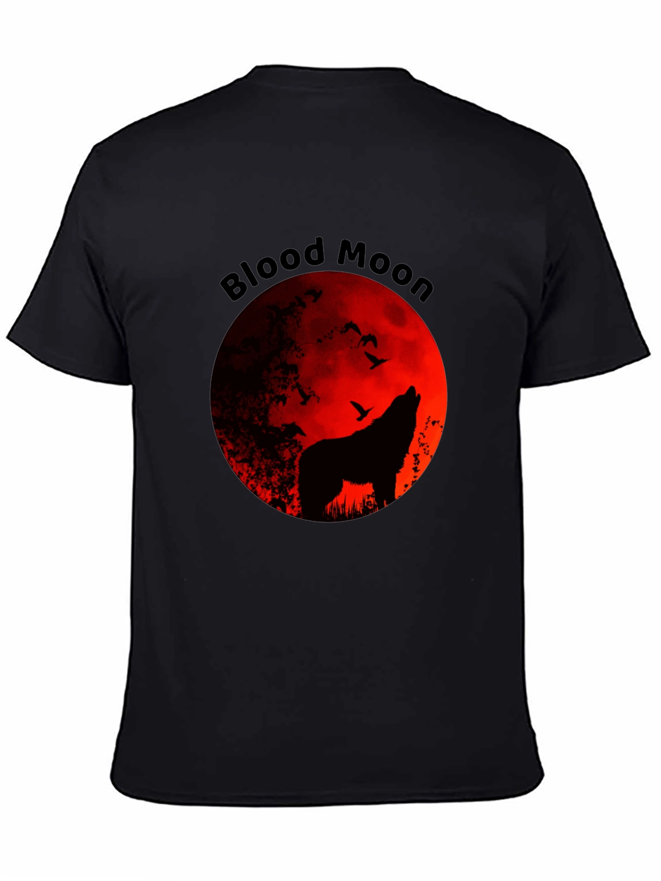 Blood Moon Wolf Graphic Tee - Black