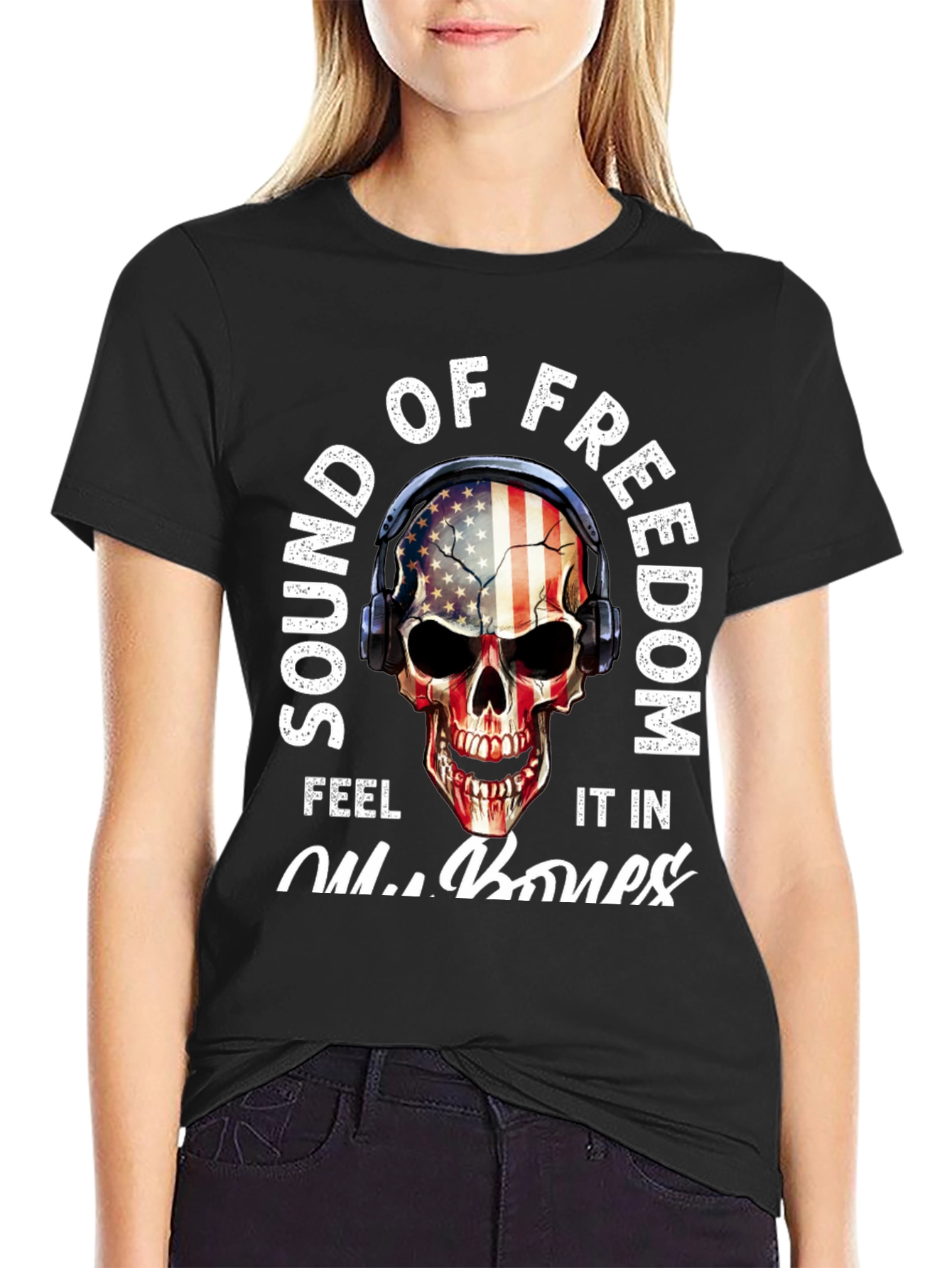 Sound of Freedom Skull Graphic T-Shirt
