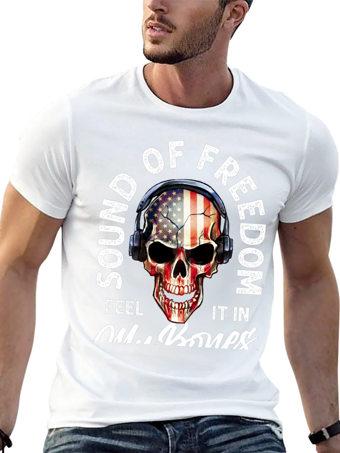 Sound of Freedom Skull Graphic T-Shirt