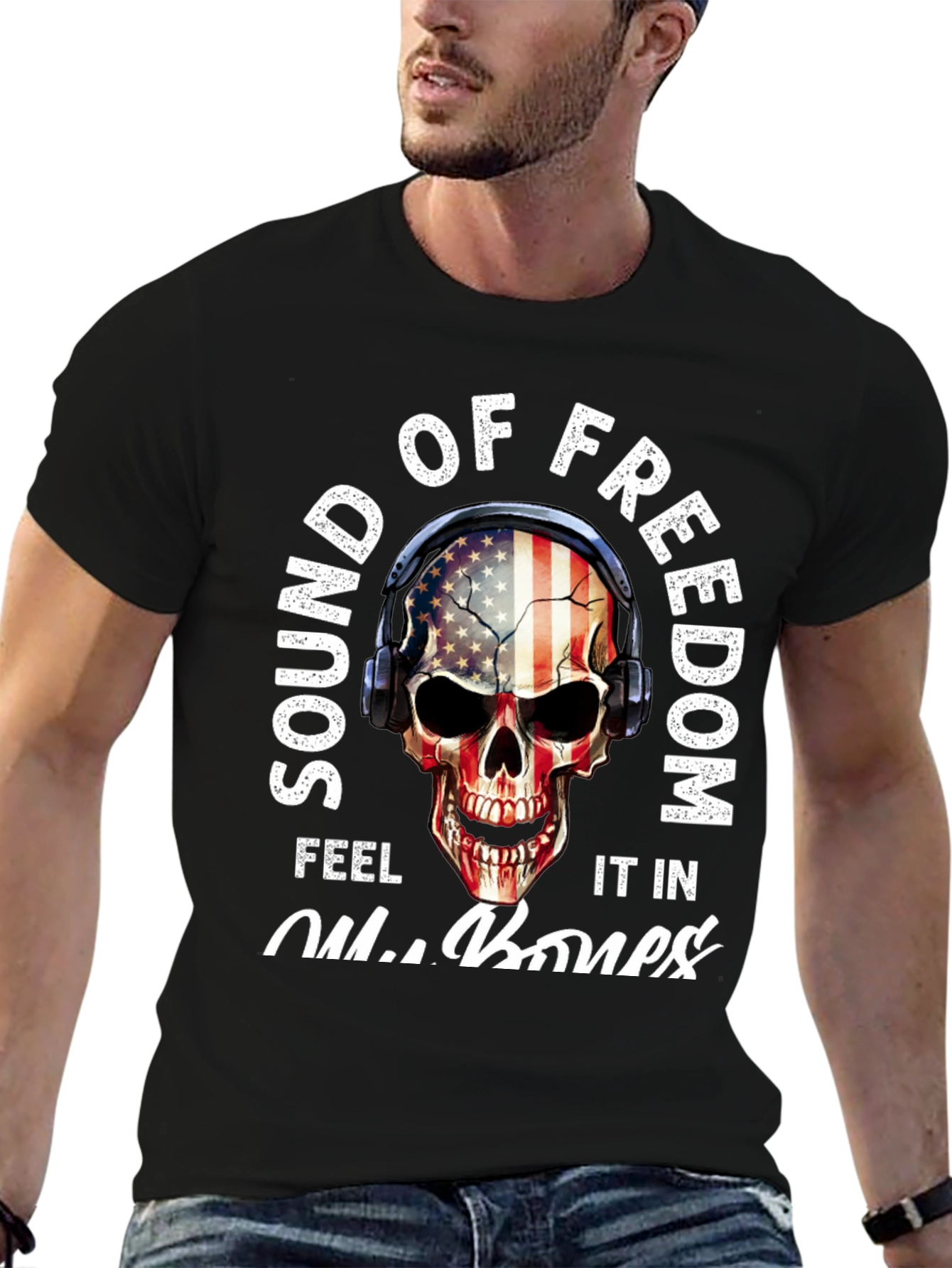 Sound of Freedom Skull Graphic T-Shirt