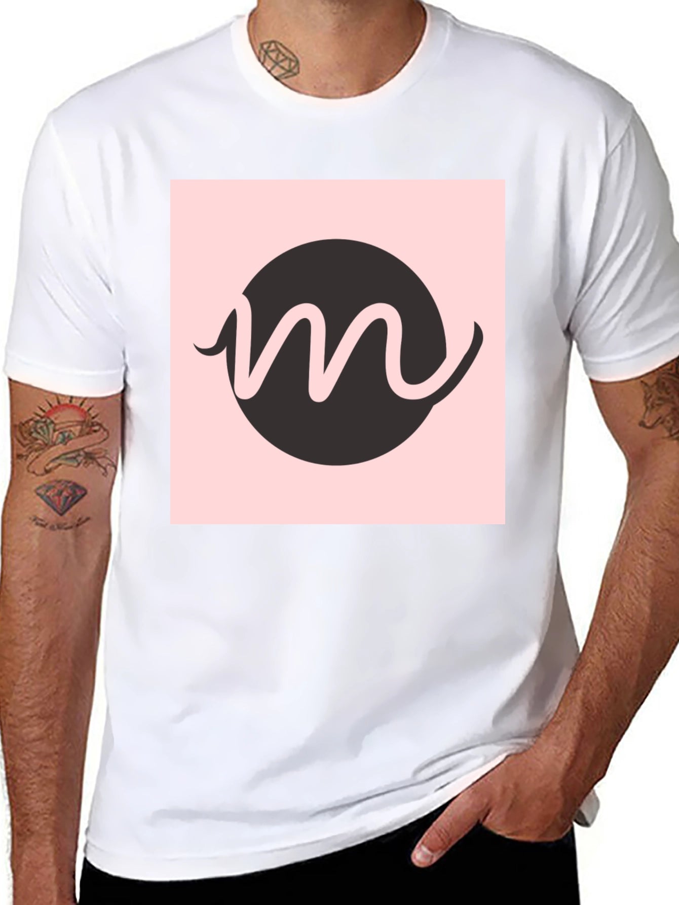Modern Graphic Tee - Black with Letter M Design