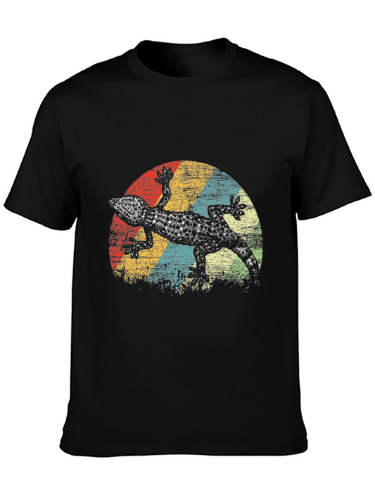 Retro Gecko Graphic Tee - Mens Black T-Shirt