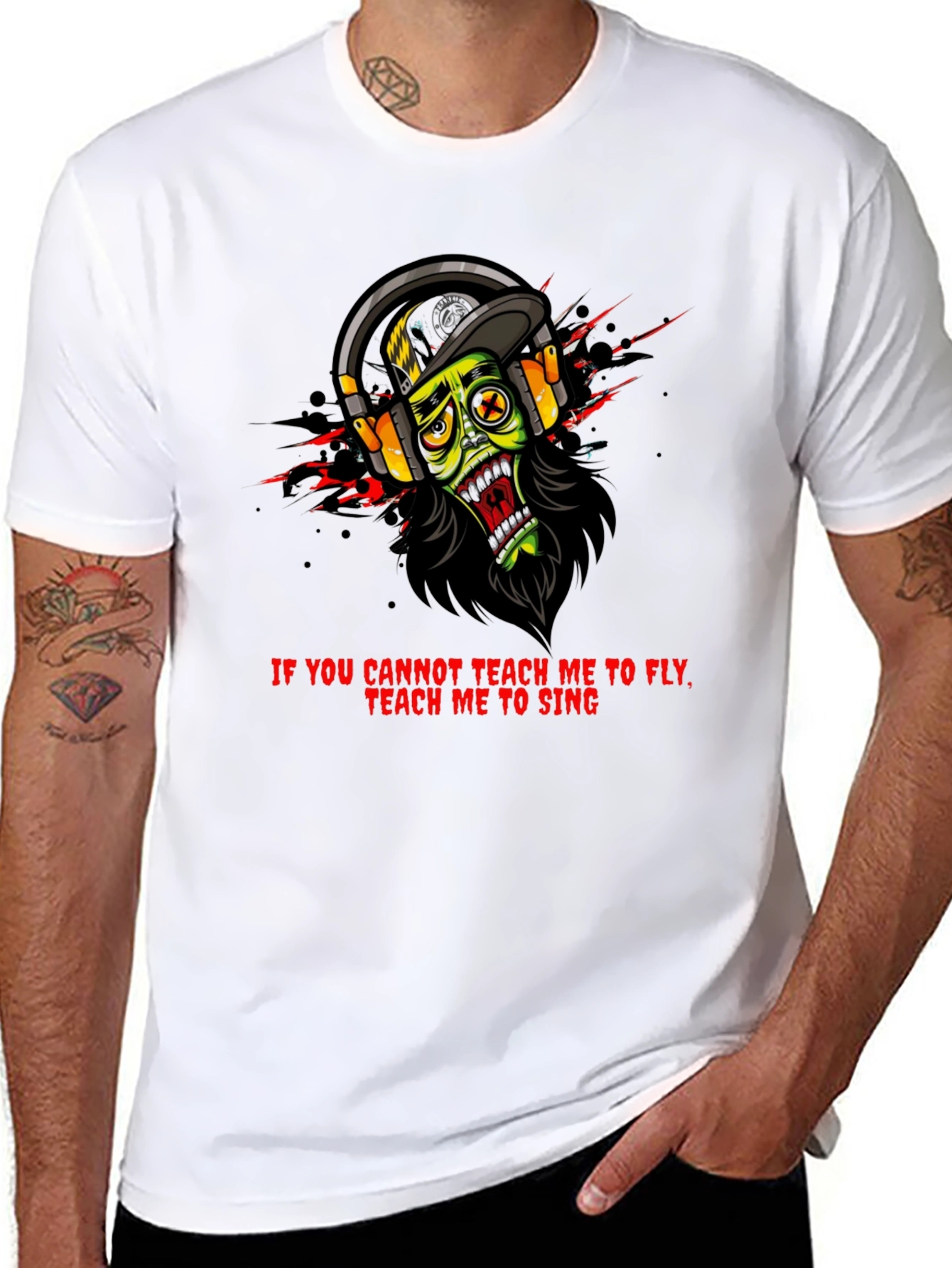 Zombie Headphone Graphic T-Shirt