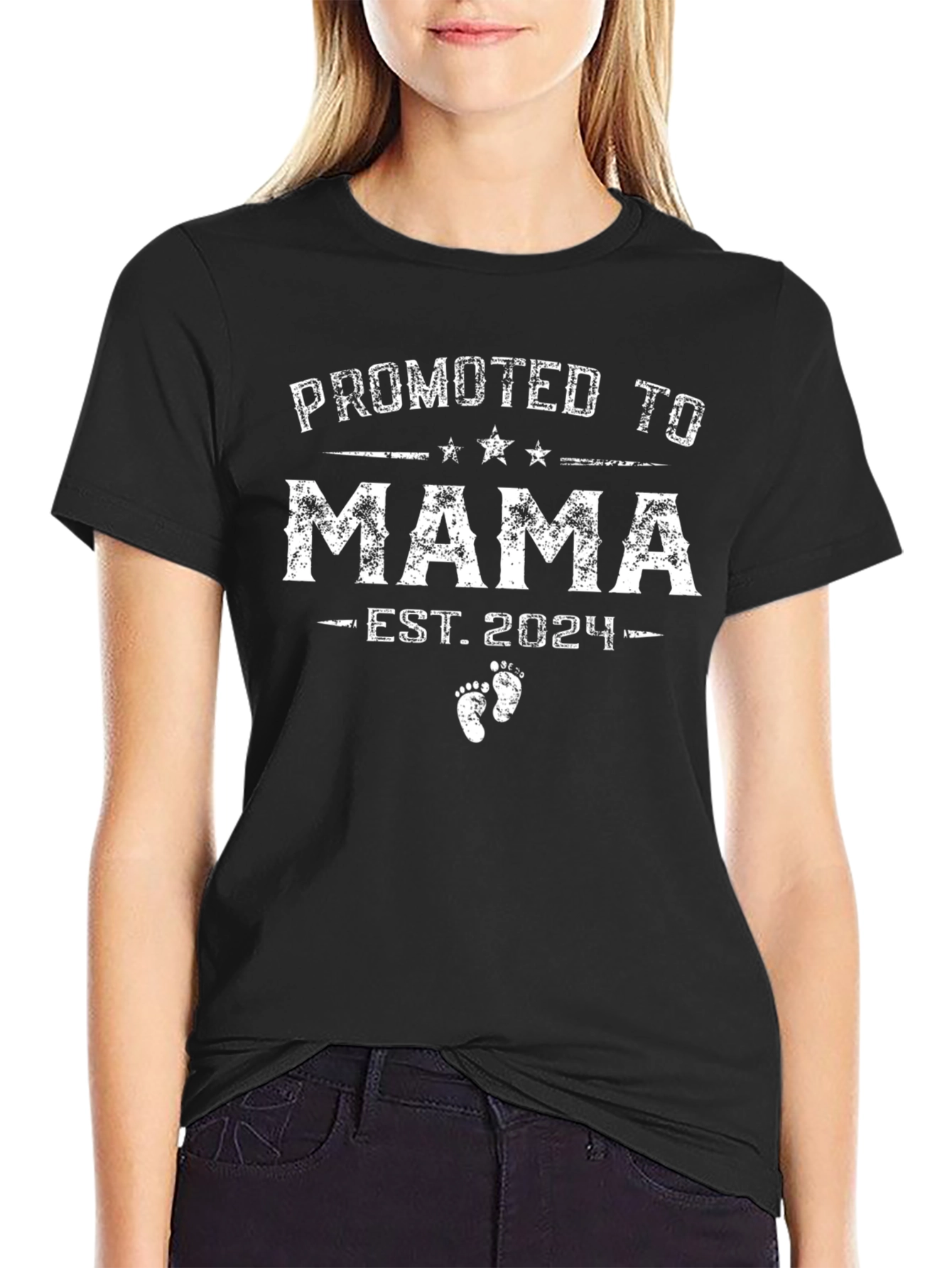 Promoted to Mama Est. 2024 Black Graphic Tee