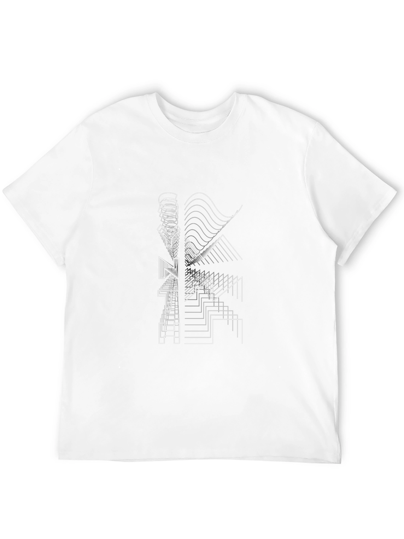 Geometric Line Art Black T-Shirt