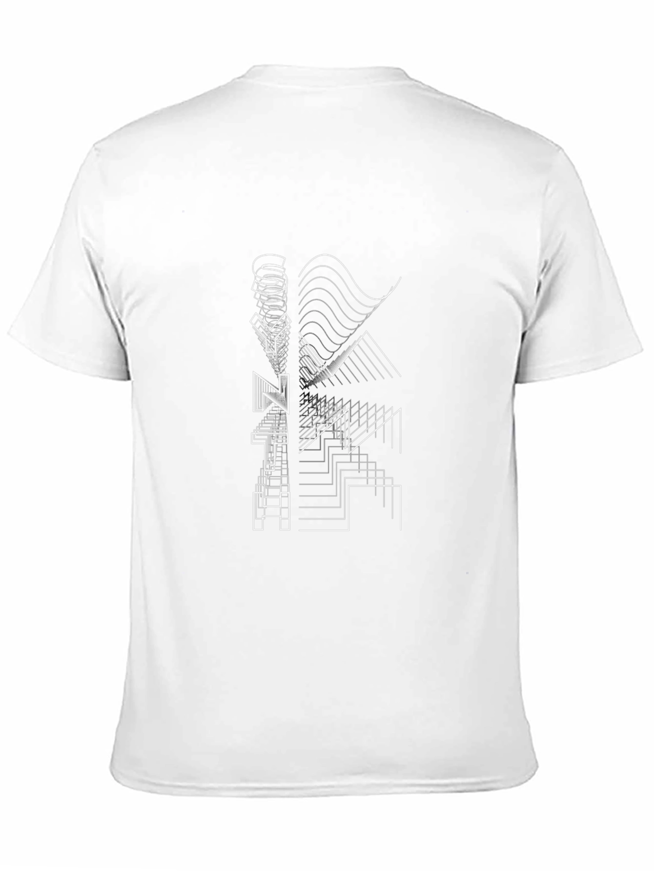 Geometric Line Art Black T-Shirt