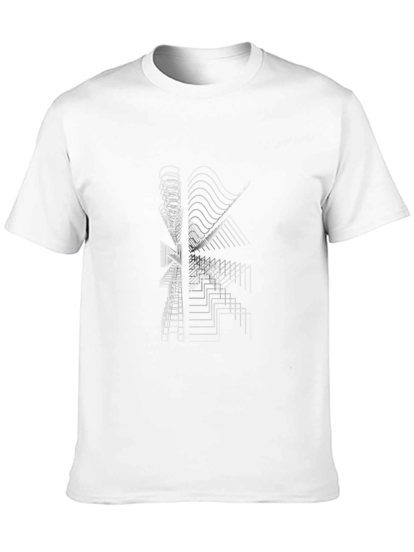 Geometric Line Art Black T-Shirt