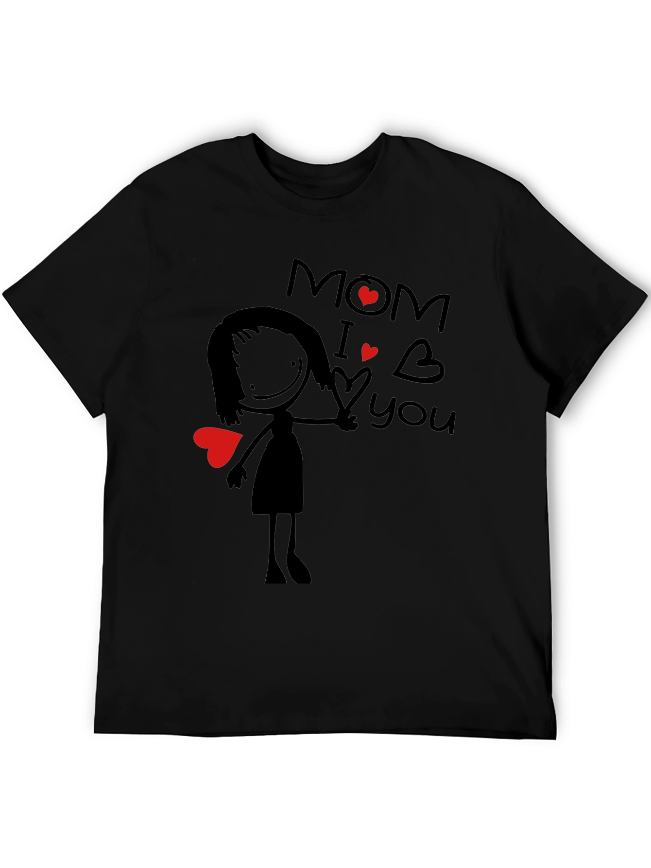 Mom I Love You Graphic Tee - Black