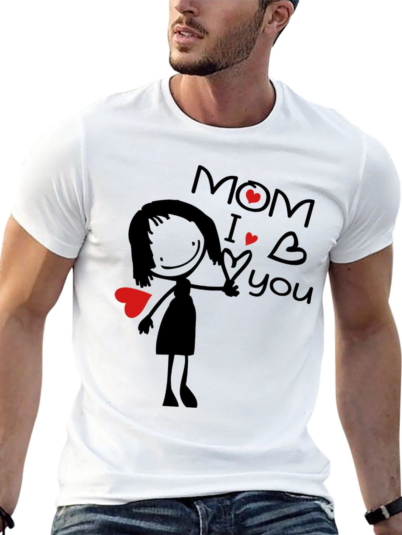 Mom I Love You Graphic Tee - Black