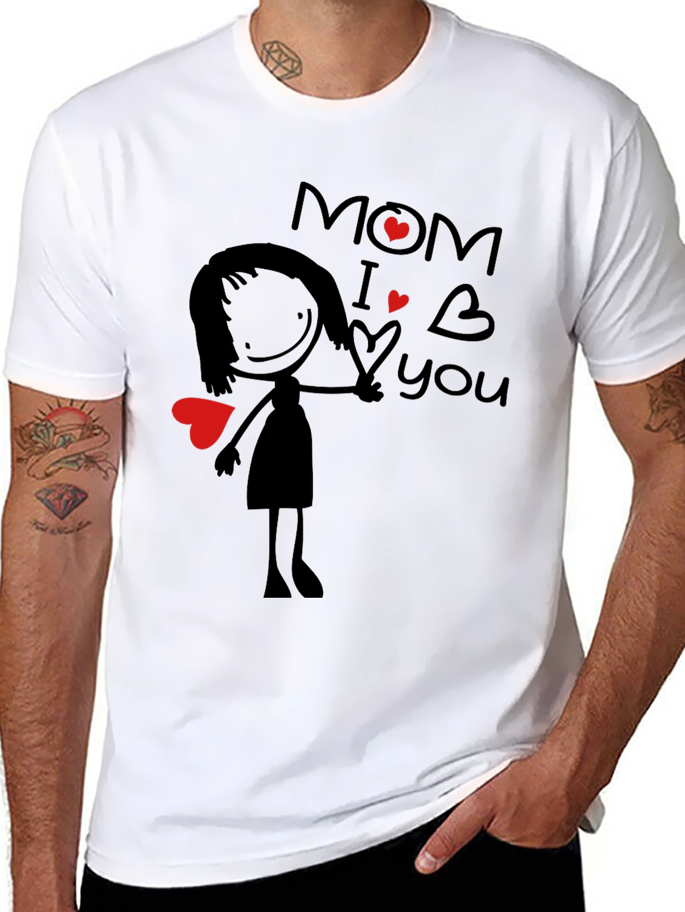 Mom I Love You Graphic Tee - Black