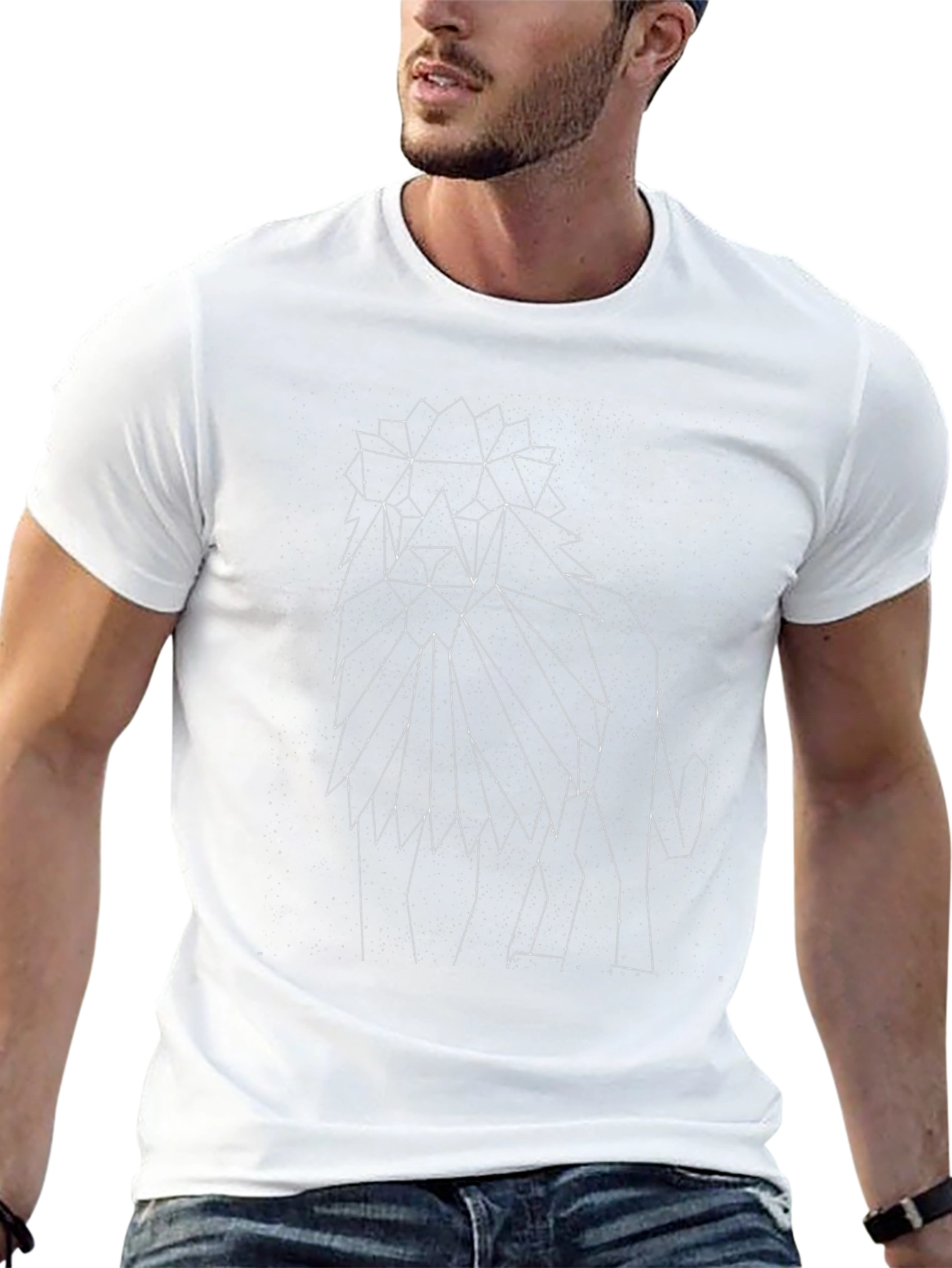 Geometric Lion Constellation Black T-Shirt