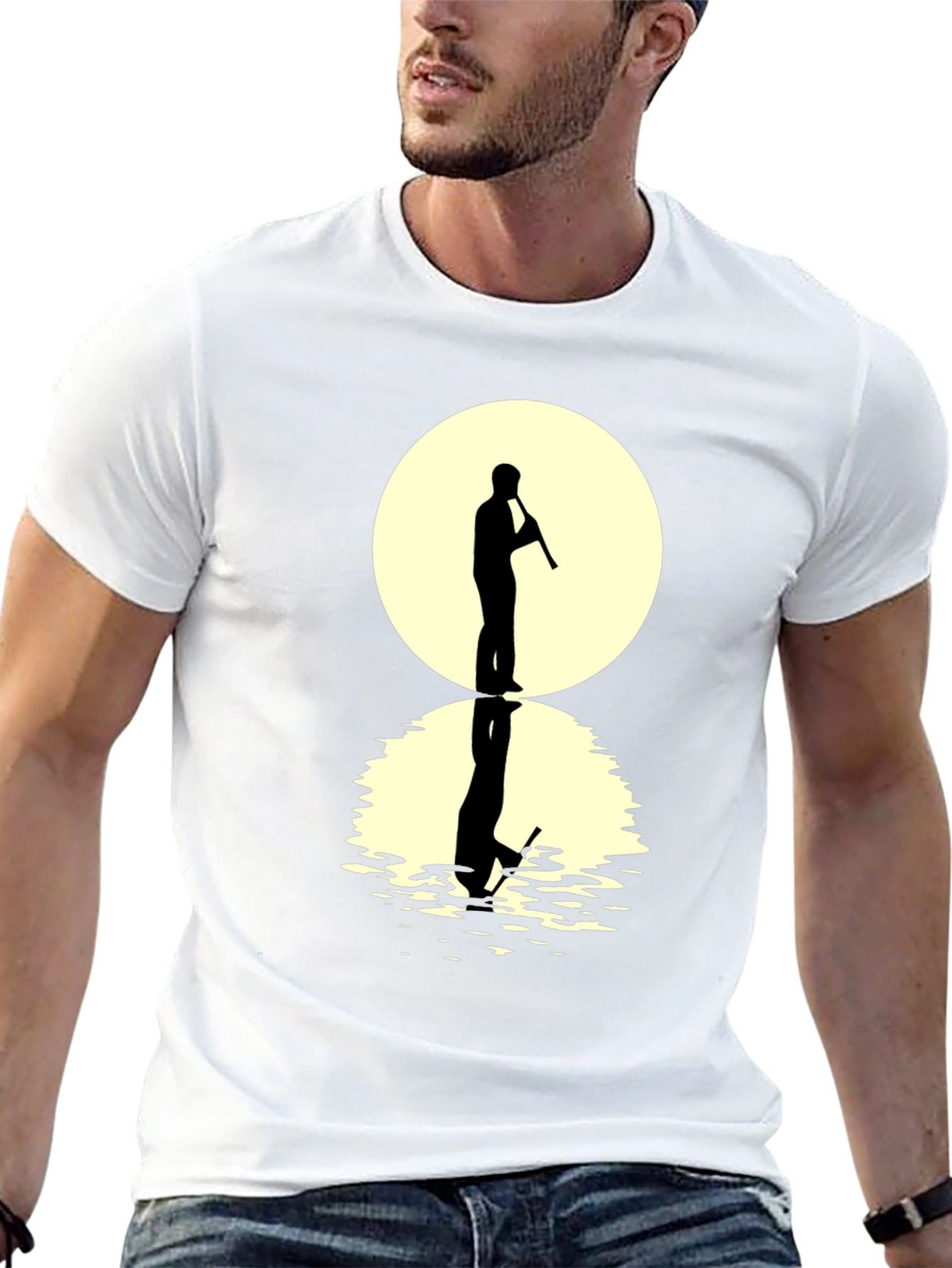 Silhouette Flute Player Graphic Tee