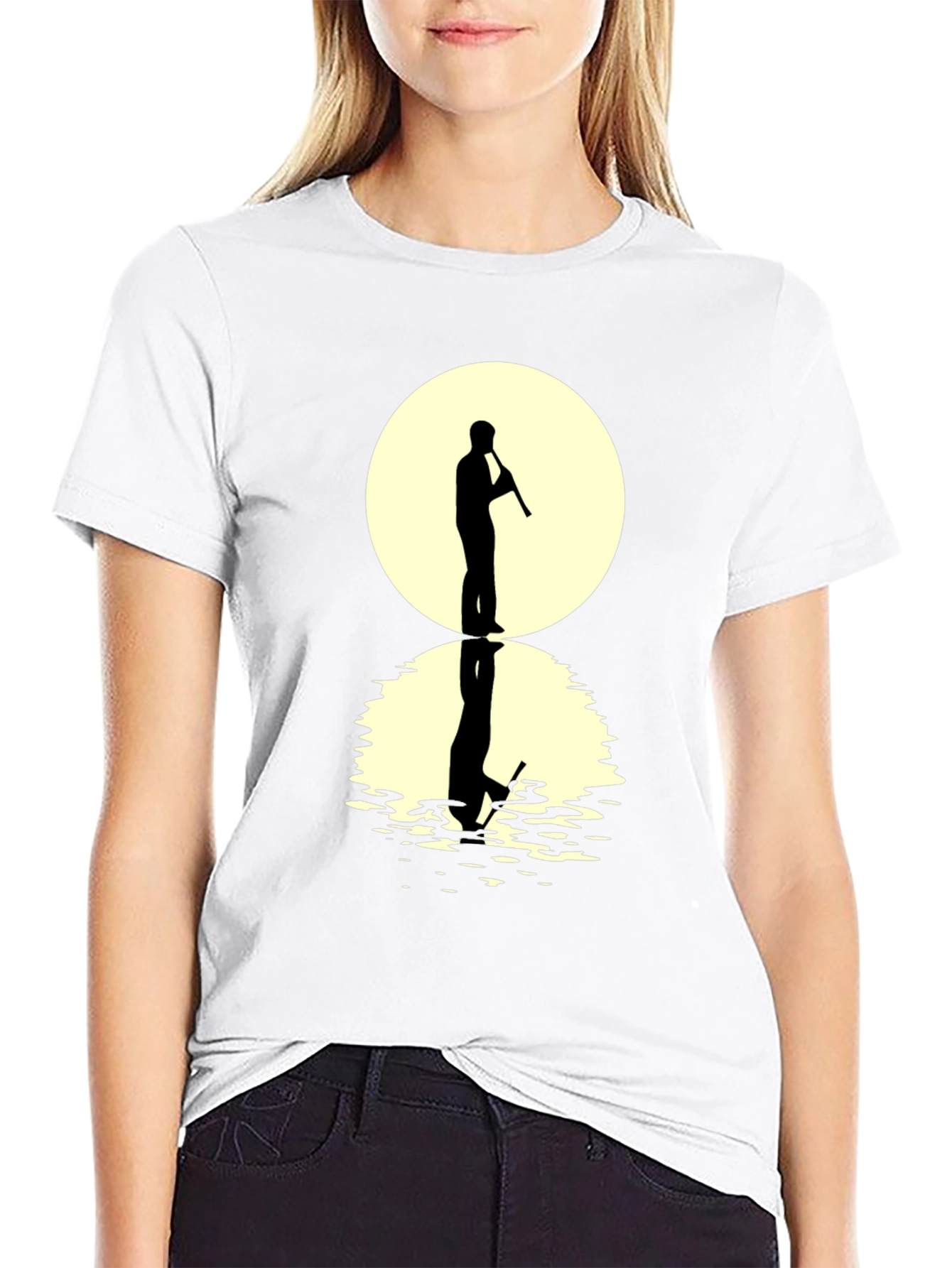 Silhouette Flute Player Graphic Tee
