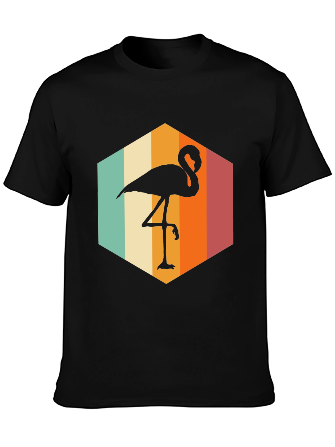 Retro Flamingo Graphic Tee - Black