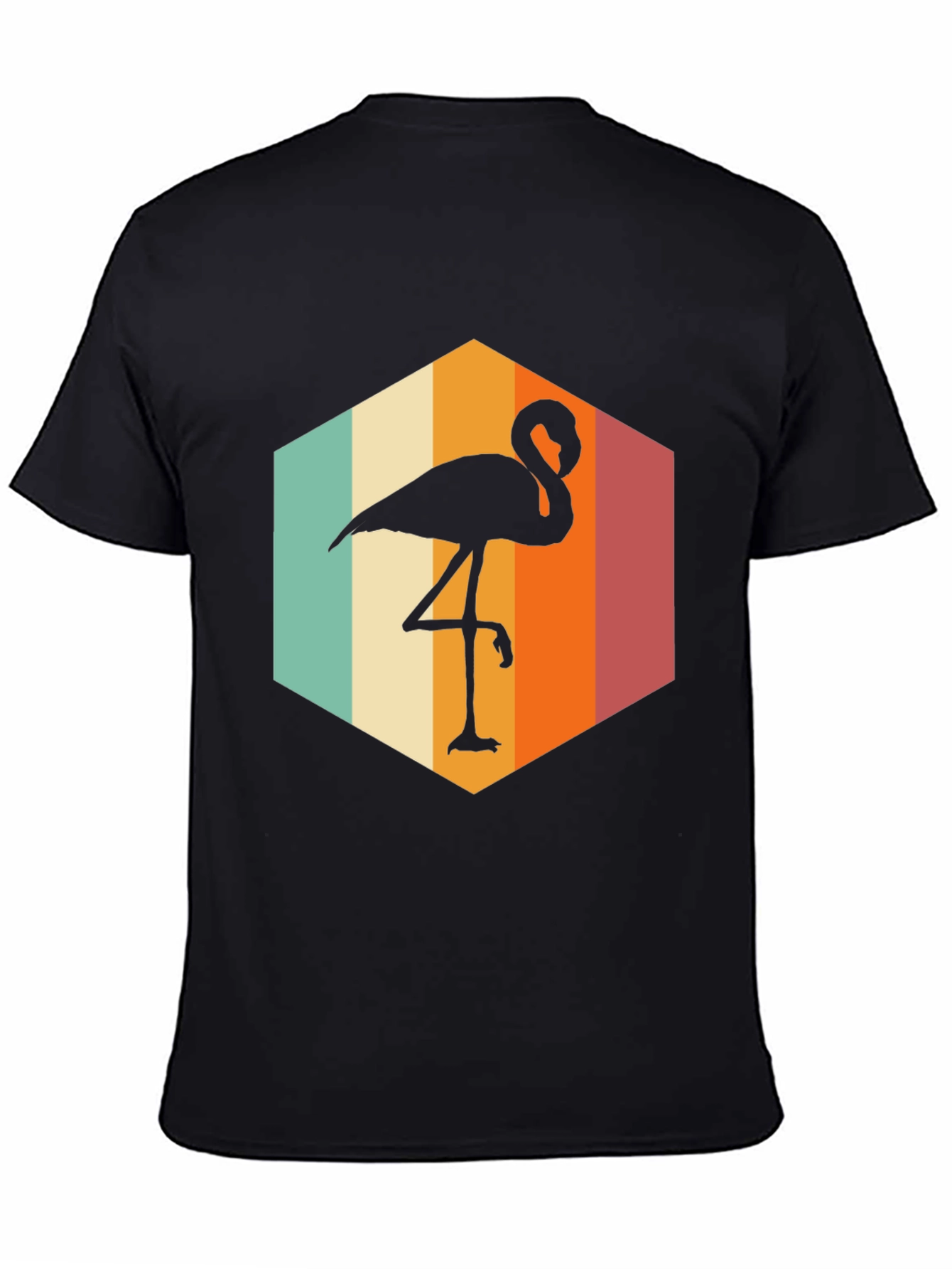 Retro Flamingo Graphic Tee - Black