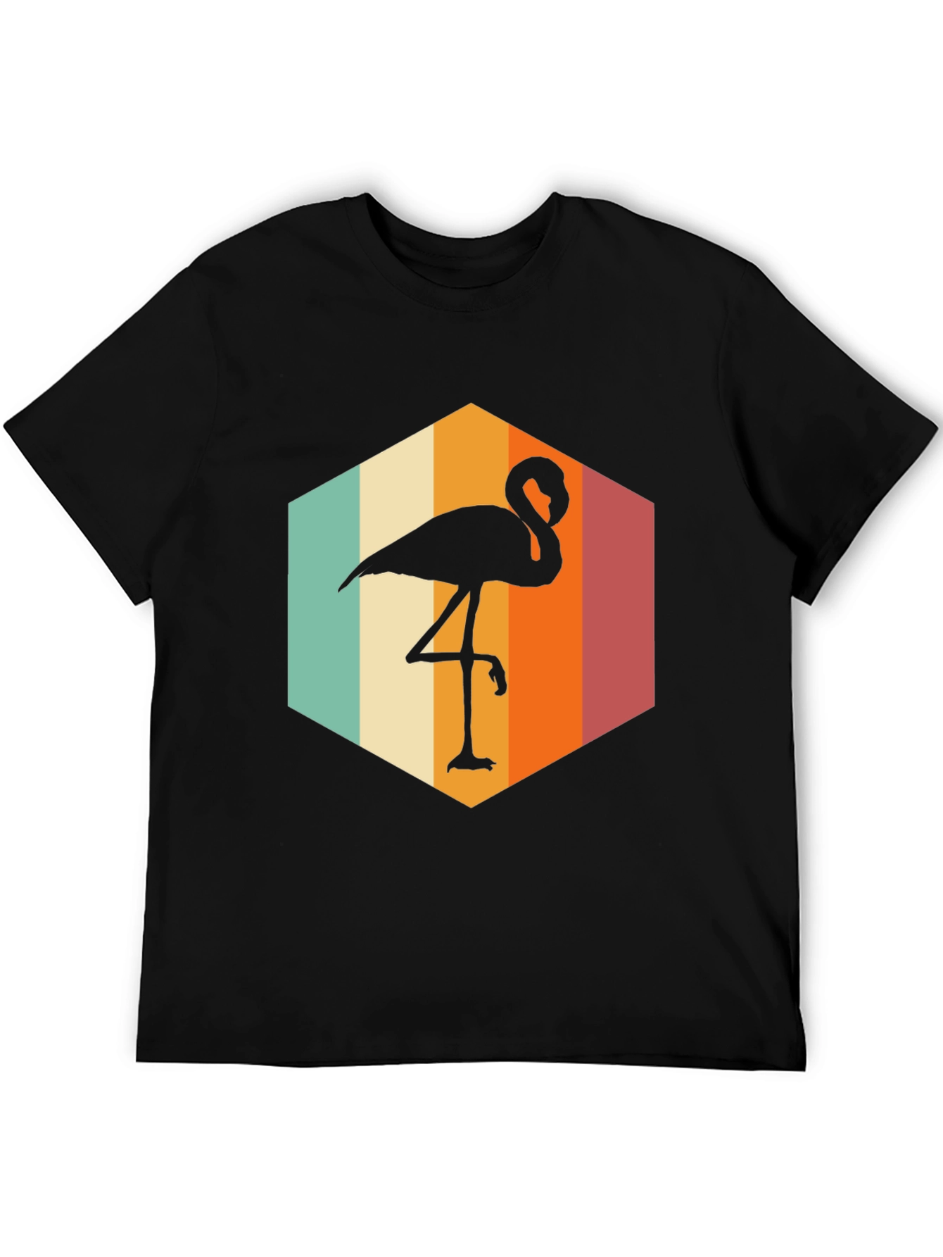 Retro Flamingo Graphic Tee - Black