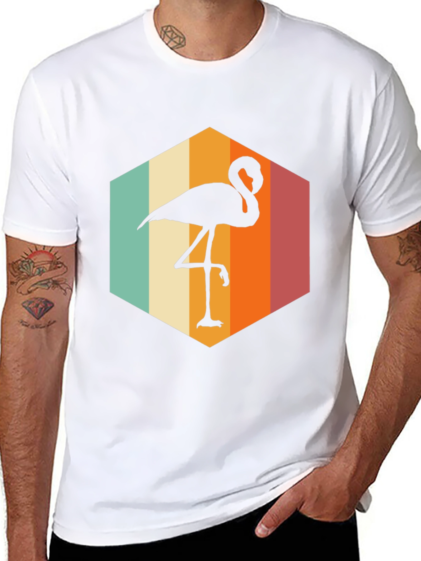 Retro Flamingo Graphic Tee - Black