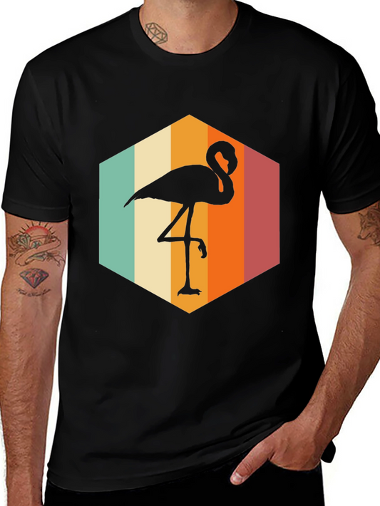 Retro Flamingo Graphic Tee - Black