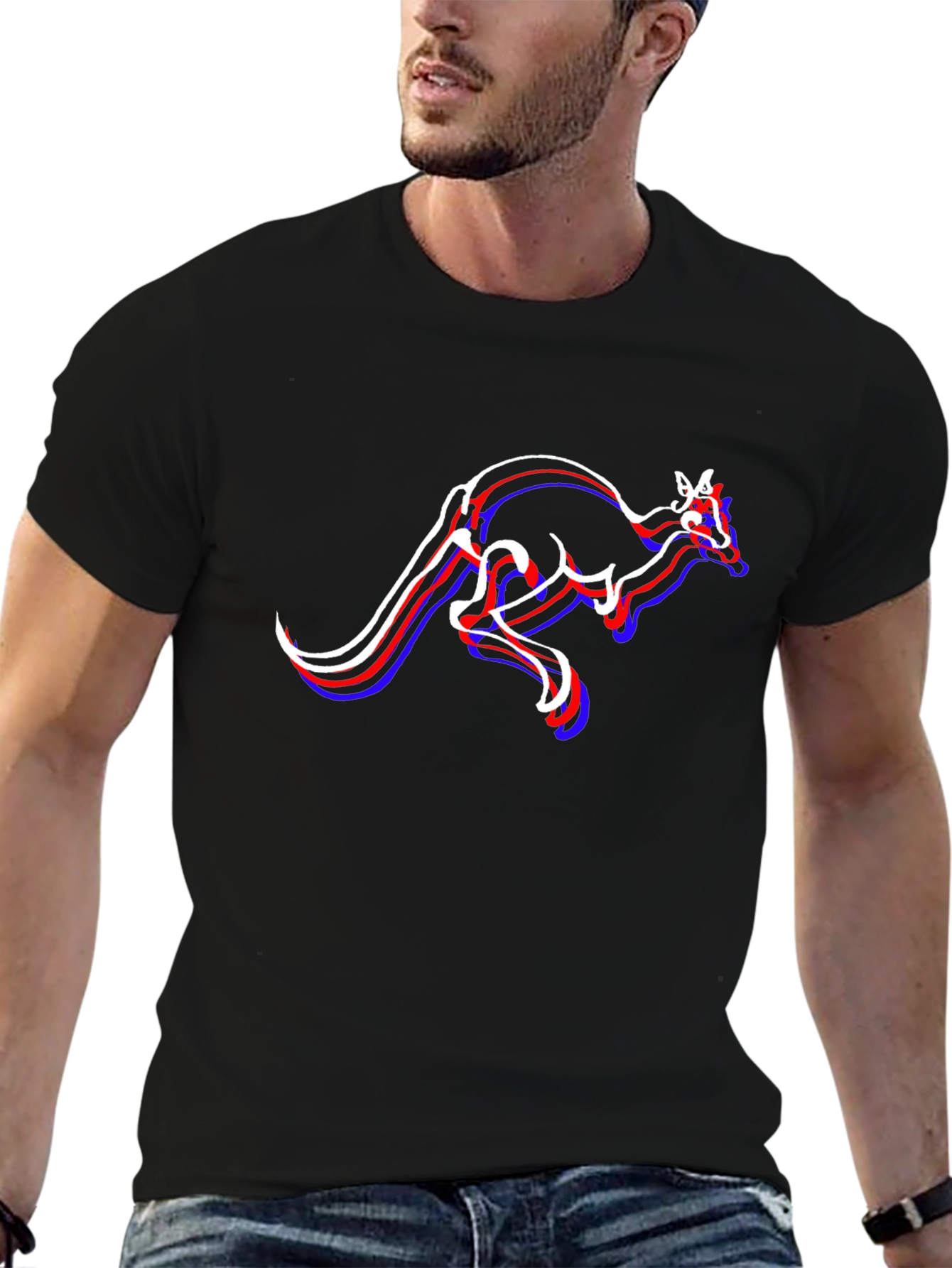 Kangaroo Graphic T-Shirt - Stylish Mens Black Tee