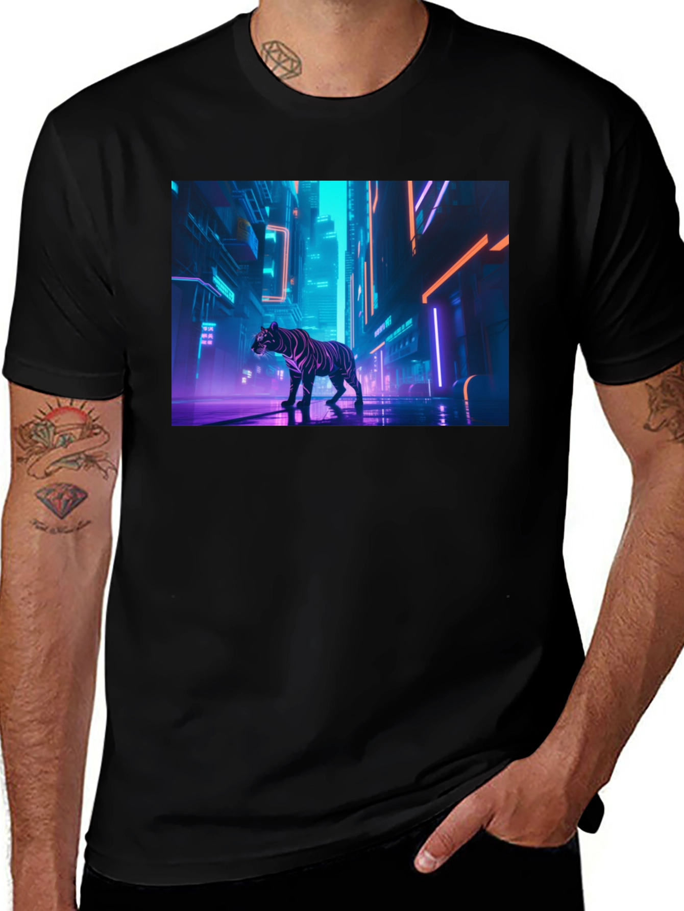 Neon Tiger Graphic Tee - Urban Style